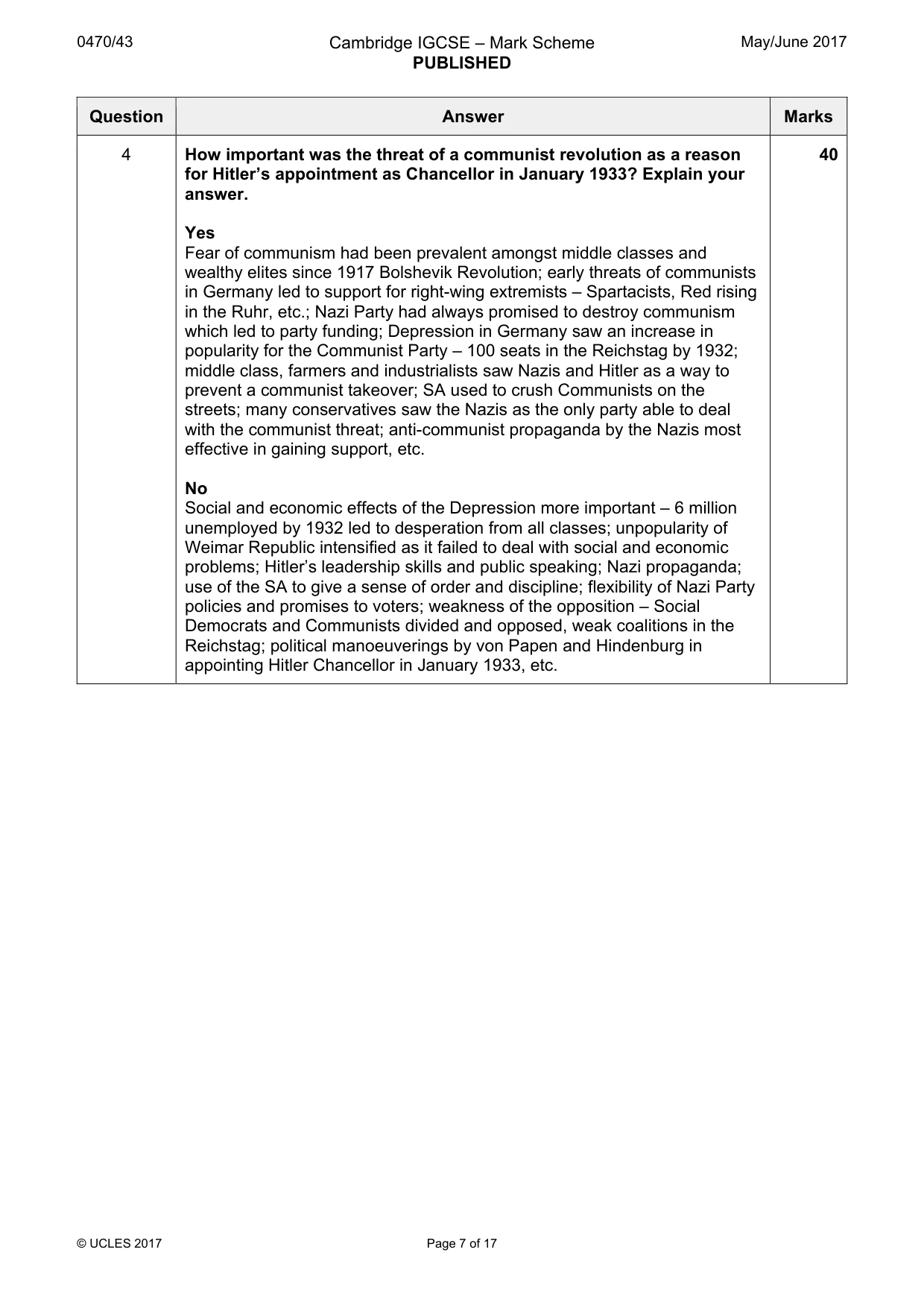 Mark scheme, page 7 of 17