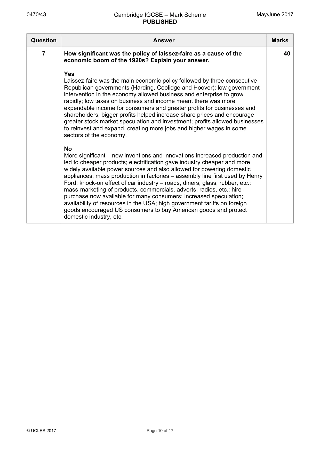 Mark scheme, page 10 of 17