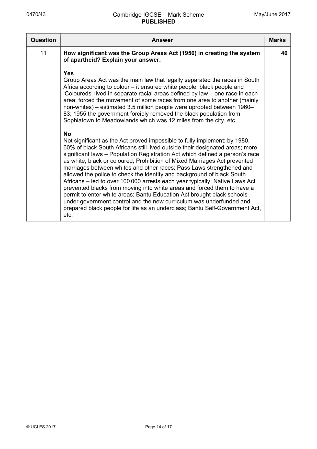 Mark scheme, page 14 of 17
