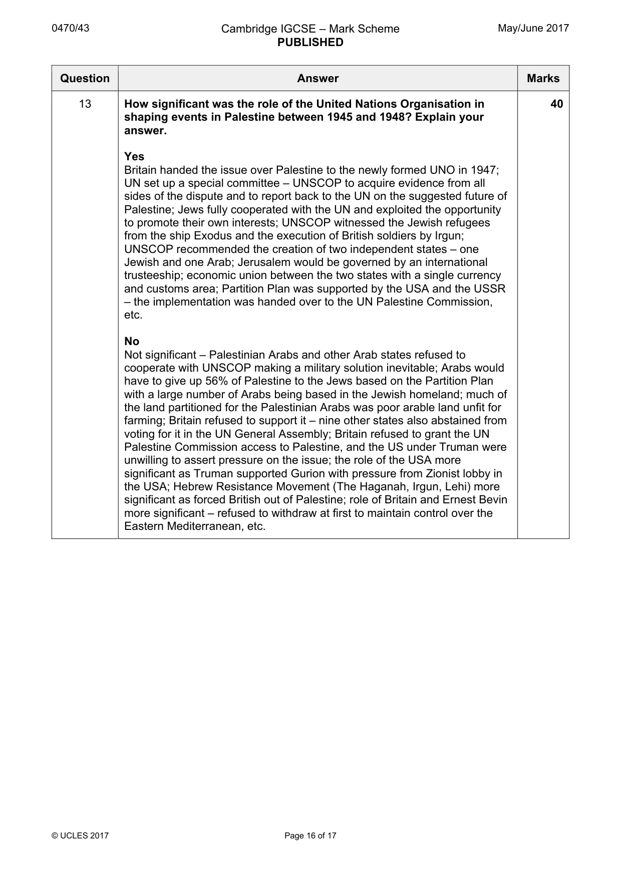 Mark scheme, page 16 of 17