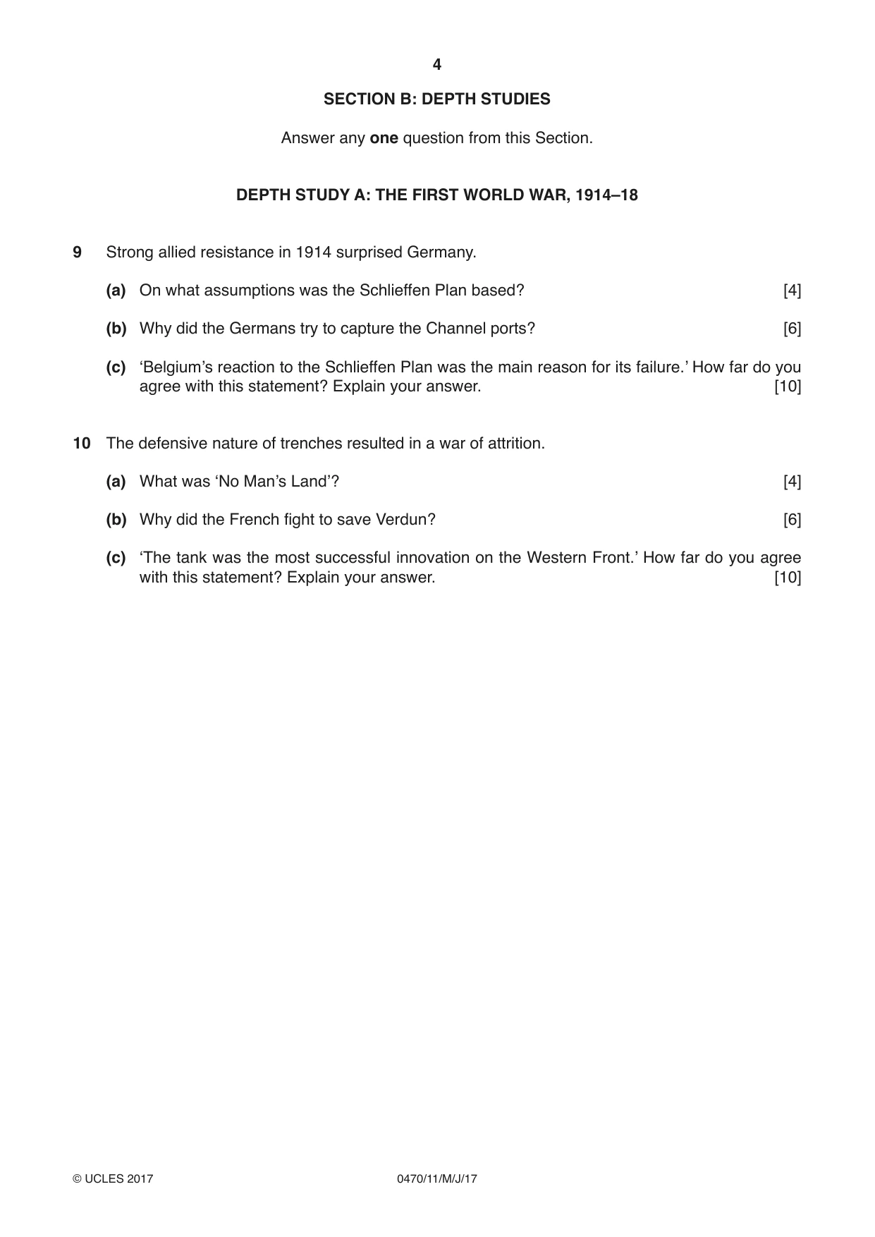 Cambridge IGCSE History 0470 2017 May/June Paper 1 · Variant 1 question paper, page 4 of 12