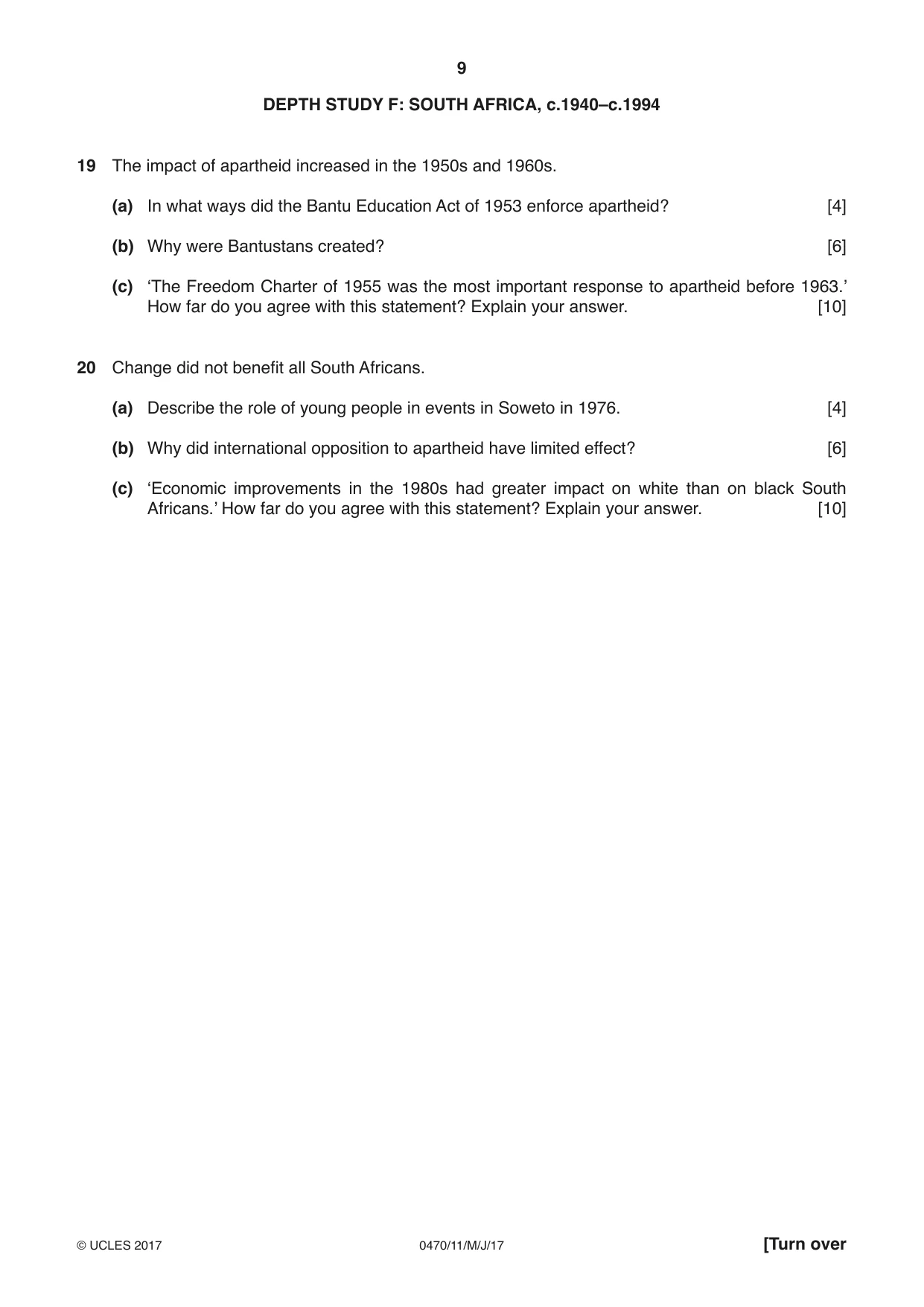 Cambridge IGCSE History 0470 2017 May/June Paper 1 · Variant 1 question paper, page 9 of 12