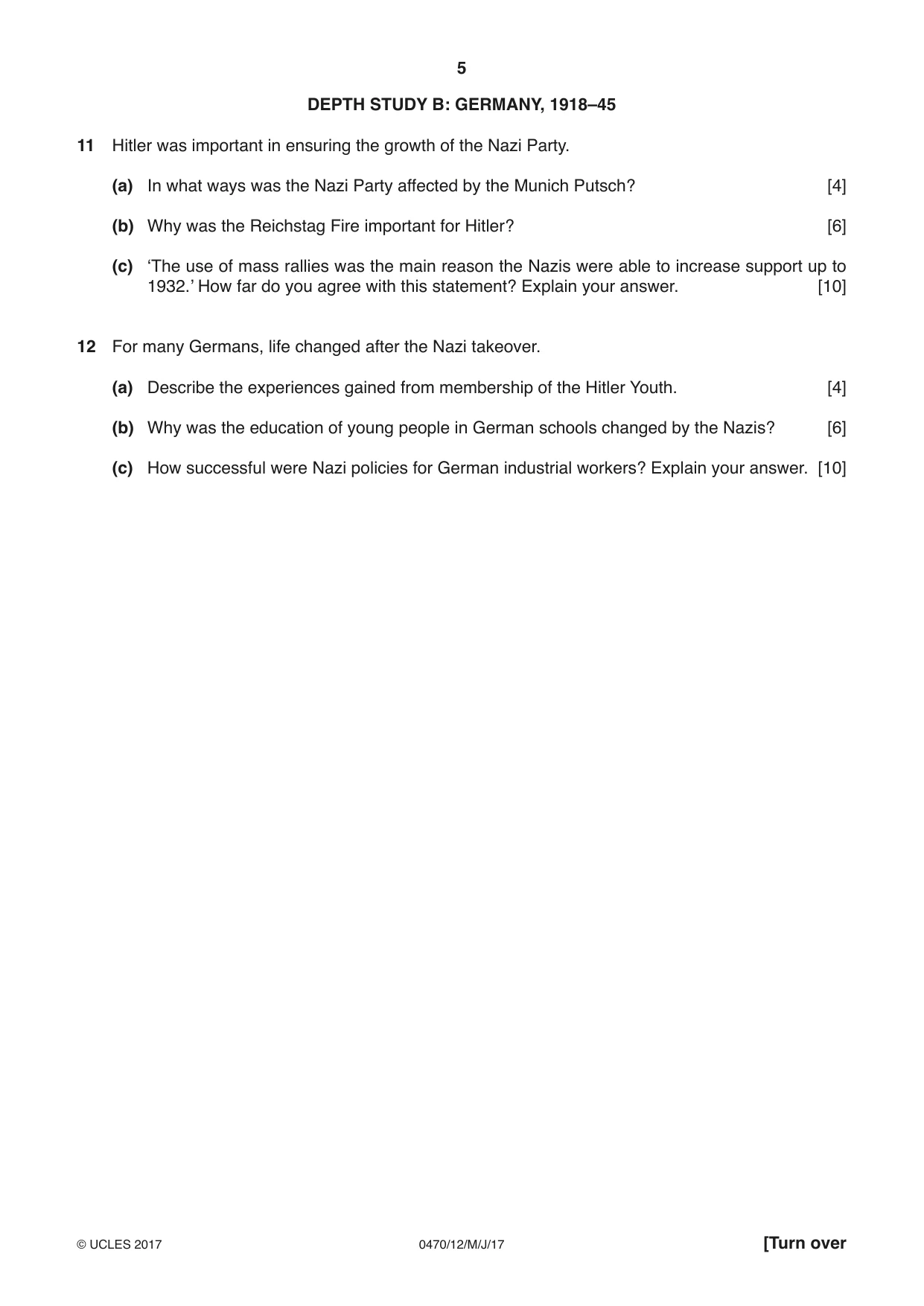 Cambridge IGCSE History 0470 2017 May/June Paper 1 · Variant 2 question paper, page 5 of 12