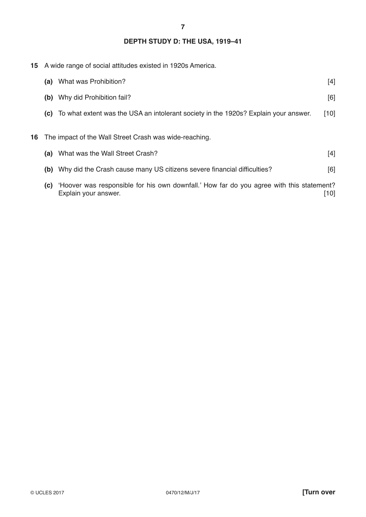 Cambridge IGCSE History 0470 2017 May/June Paper 1 · Variant 2 question paper, page 7 of 12