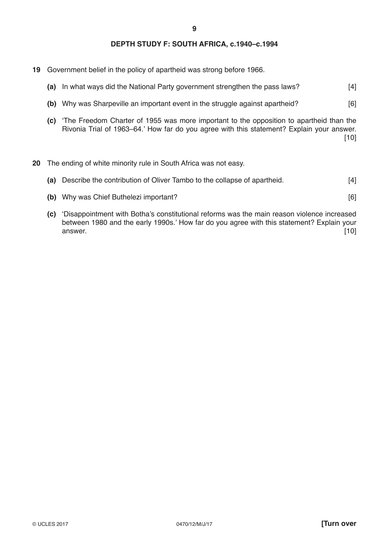 Cambridge IGCSE History 0470 2017 May/June Paper 1 · Variant 2 question paper, page 9 of 12