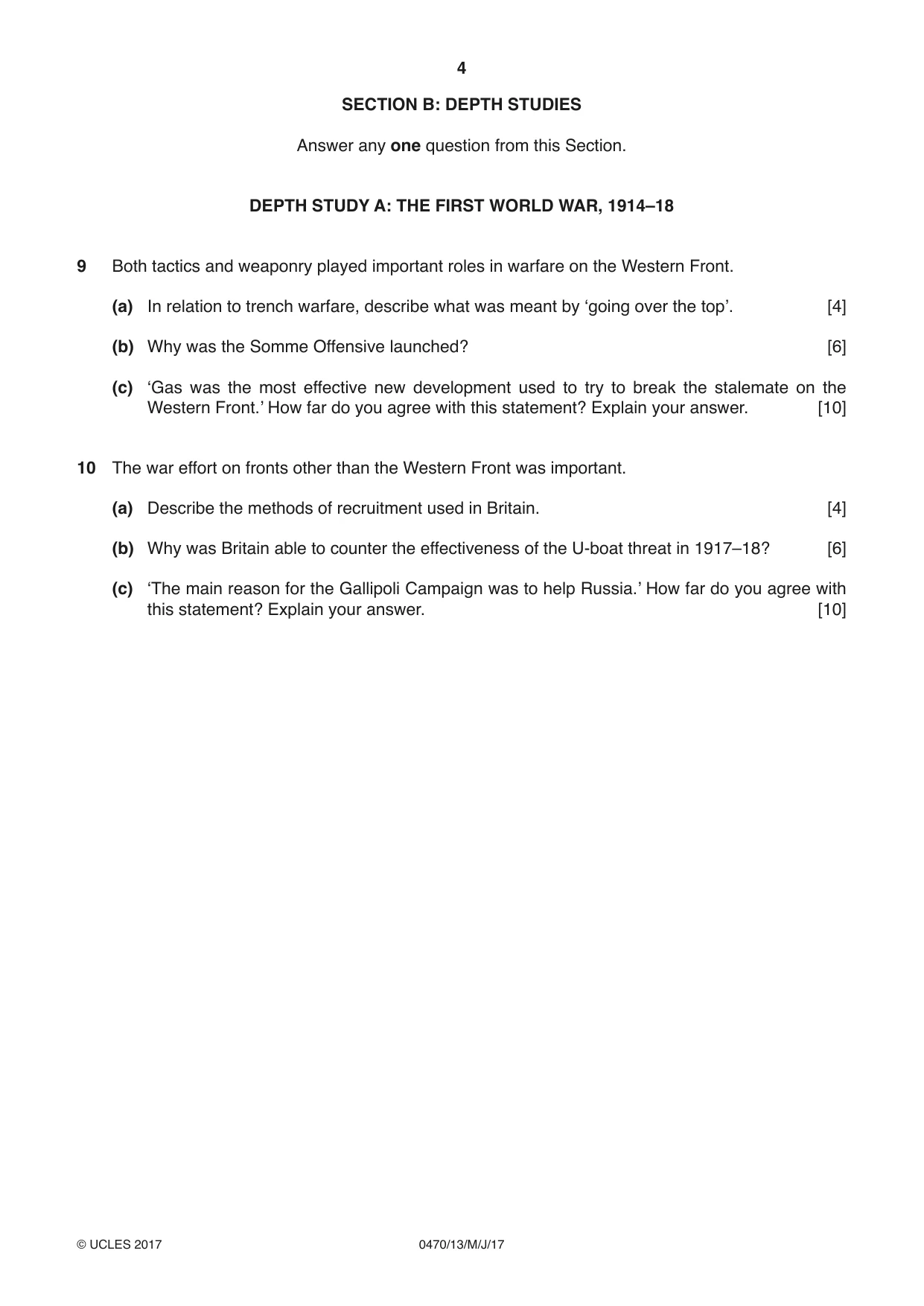 Cambridge IGCSE History 0470 2017 May/June Paper 1 · Variant 3 question paper, page 4 of 12