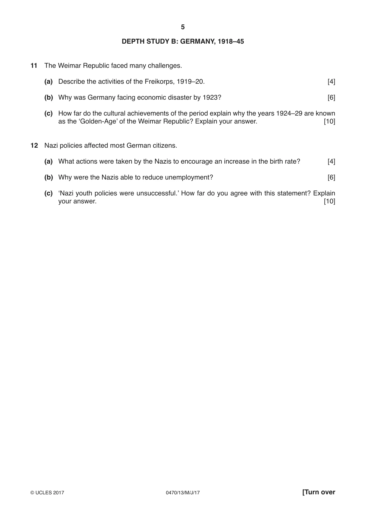 Cambridge IGCSE History 0470 2017 May/June Paper 1 · Variant 3 question paper, page 5 of 12
