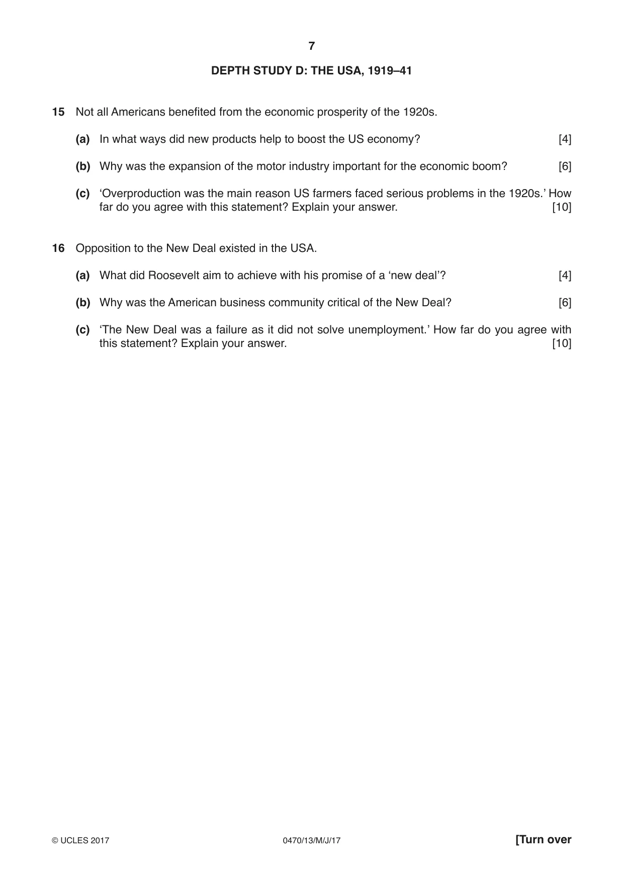 Cambridge IGCSE History 0470 2017 May/June Paper 1 · Variant 3 question paper, page 7 of 12
