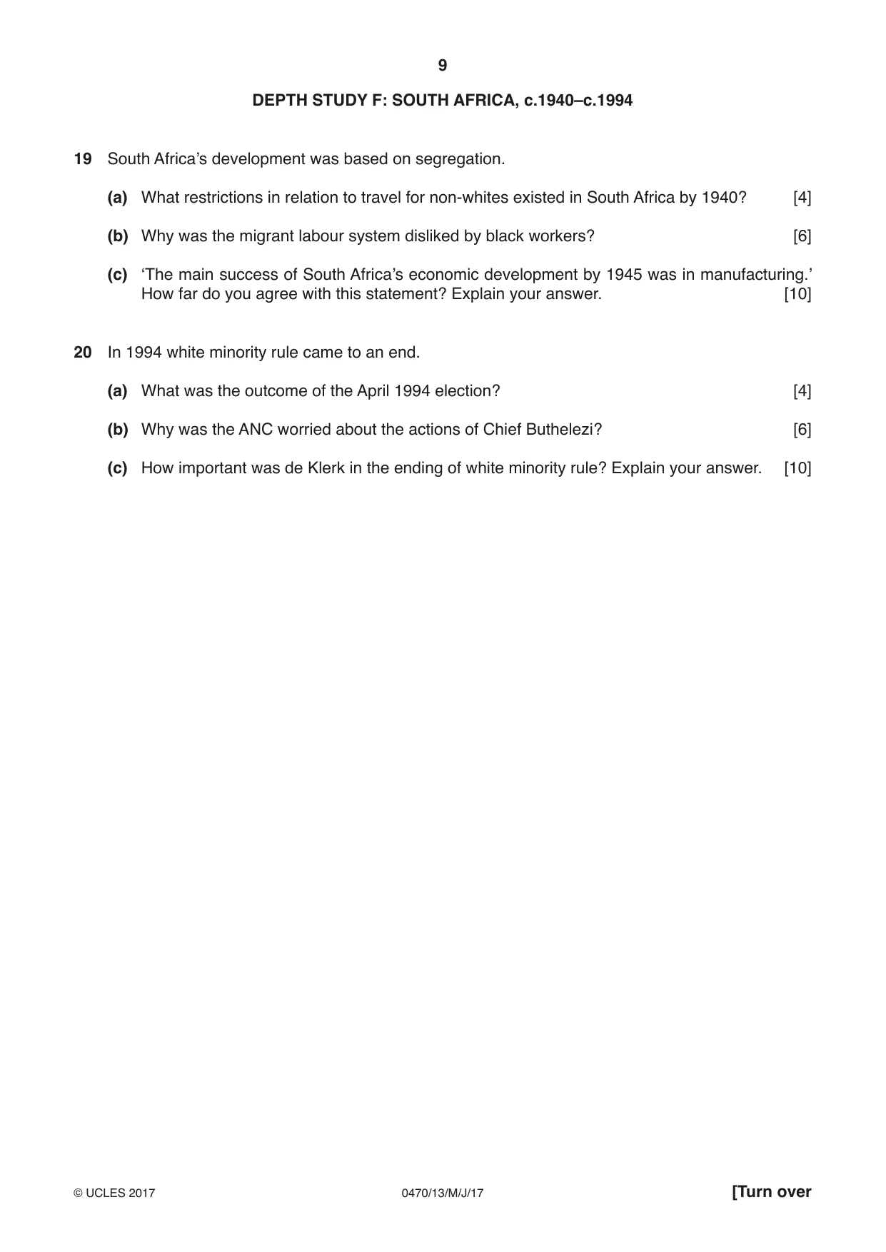 Cambridge IGCSE History 0470 2017 May/June Paper 1 · Variant 3 question paper, page 9 of 12