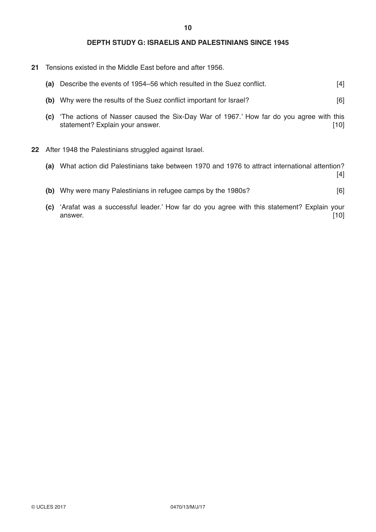 Cambridge IGCSE History 0470 2017 May/June Paper 1 · Variant 3 question paper, page 10 of 12
