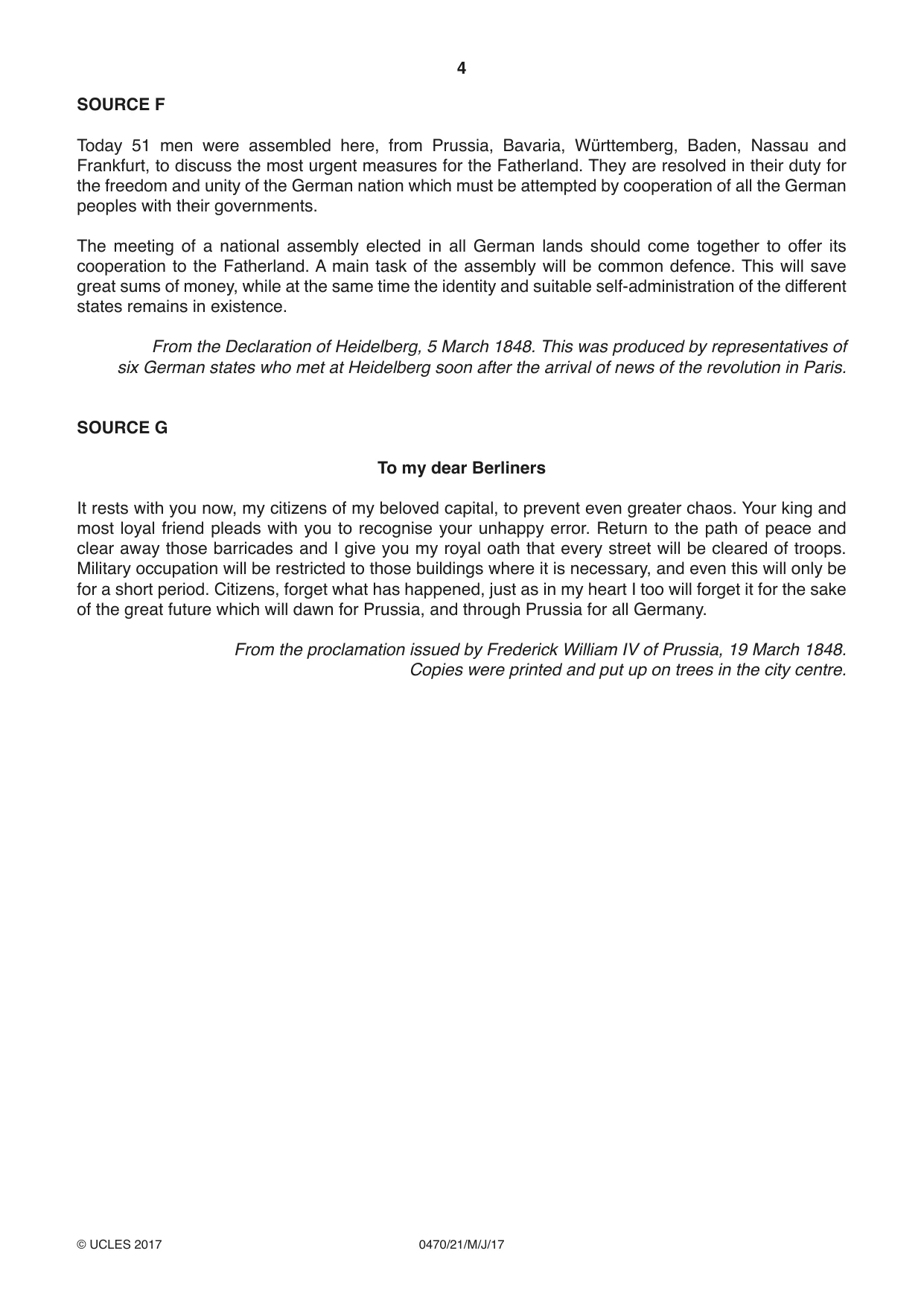 Cambridge IGCSE History 0470 2017 May/June Paper 2 · Variant 1 question paper, page 4 of 12