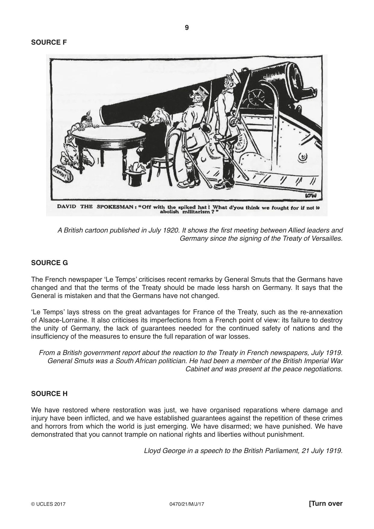 Cambridge IGCSE History 0470 2017 May/June Paper 2 · Variant 1 question paper, page 9 of 12