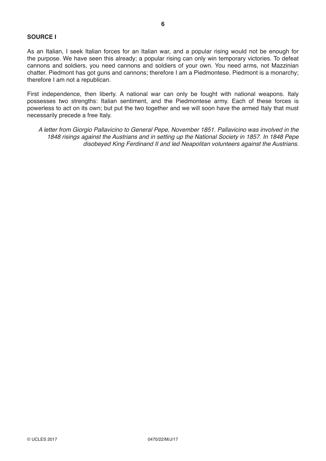 Cambridge IGCSE History 0470 2017 May/June Paper 2 · Variant 2 question paper, page 6 of 12