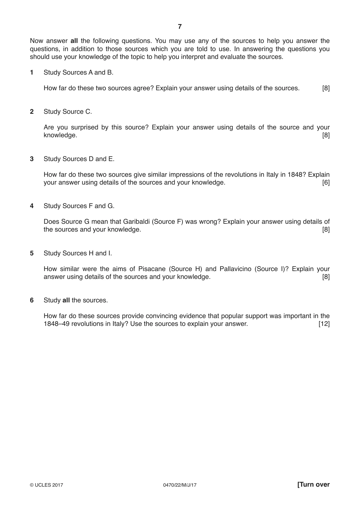 Cambridge IGCSE History 0470 2017 May/June Paper 2 · Variant 2 question paper, page 7 of 12