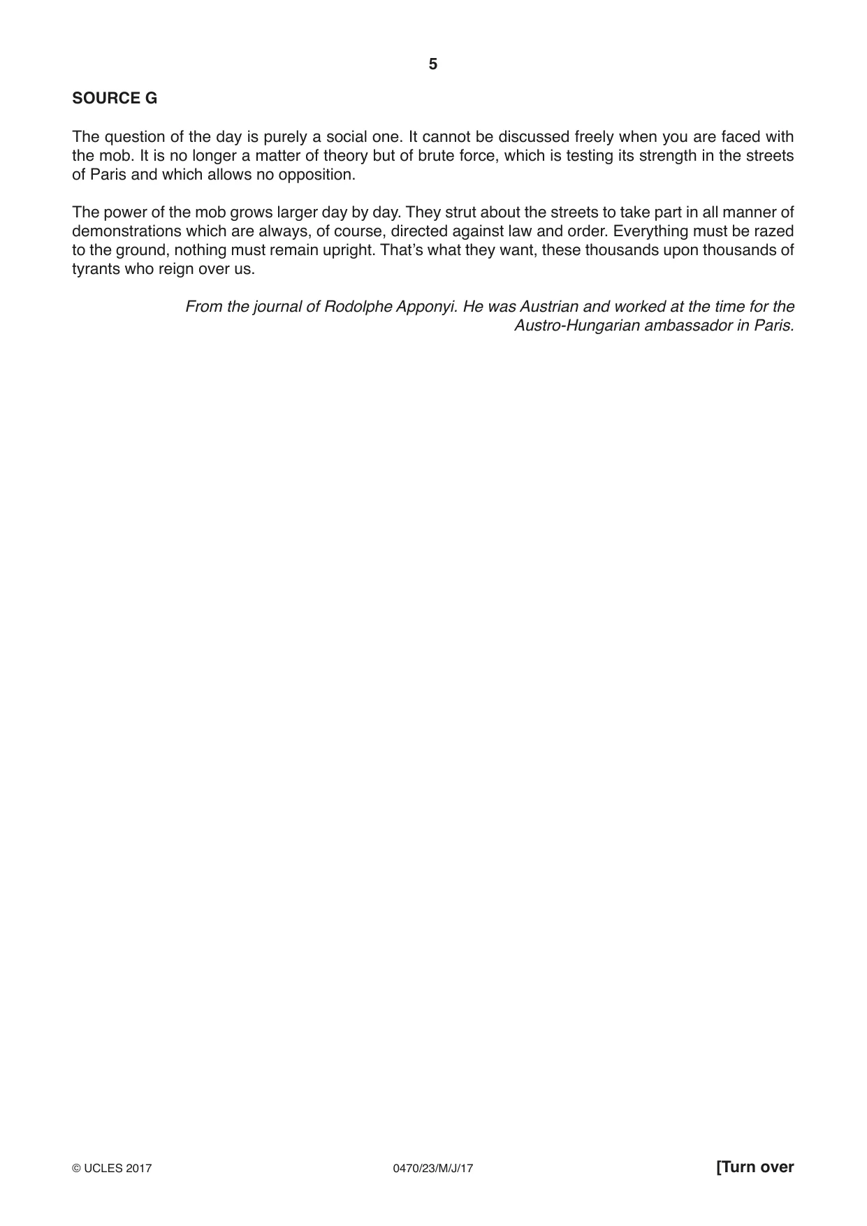 Cambridge IGCSE History 0470 2017 May/June Paper 2 · Variant 3 question paper, page 5 of 16