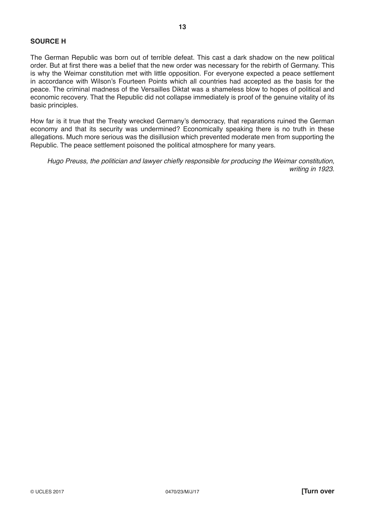 Cambridge IGCSE History 0470 2017 May/June Paper 2 · Variant 3 question paper, page 13 of 16