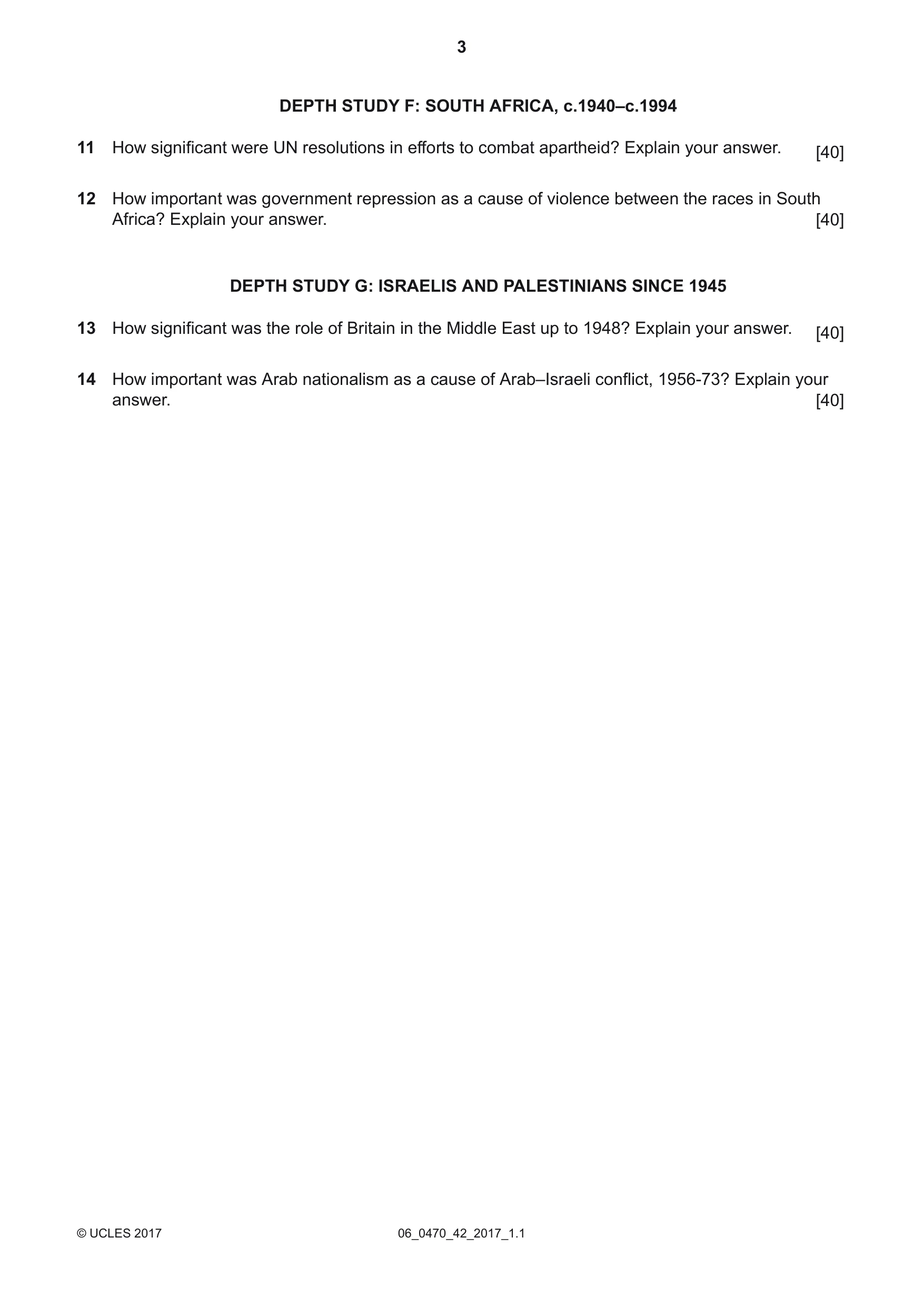 Cambridge IGCSE History 0470 2017 May/June Paper 4 · Variant 2 question paper, page 3 of 4