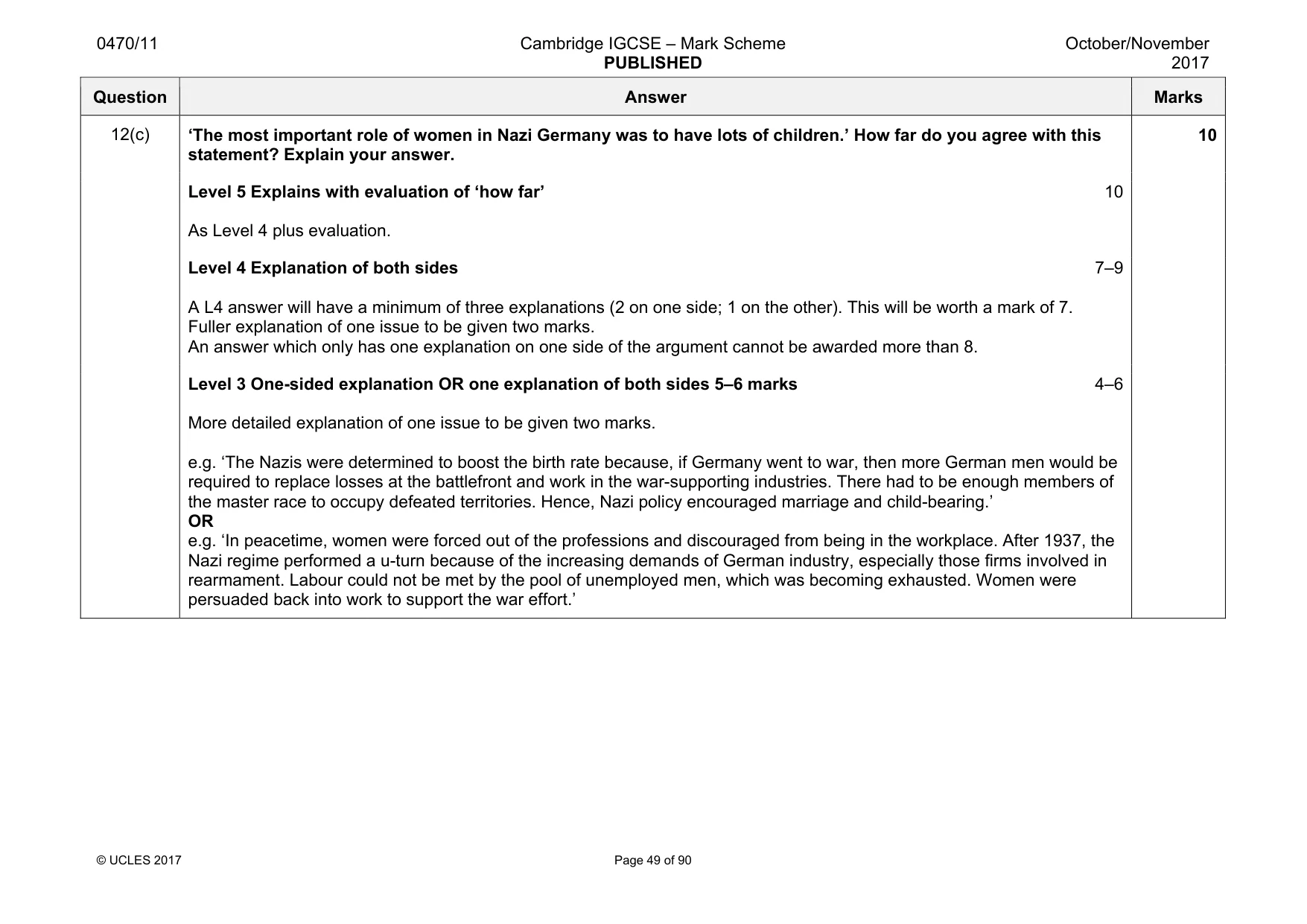 Mark scheme, page 49 of 90