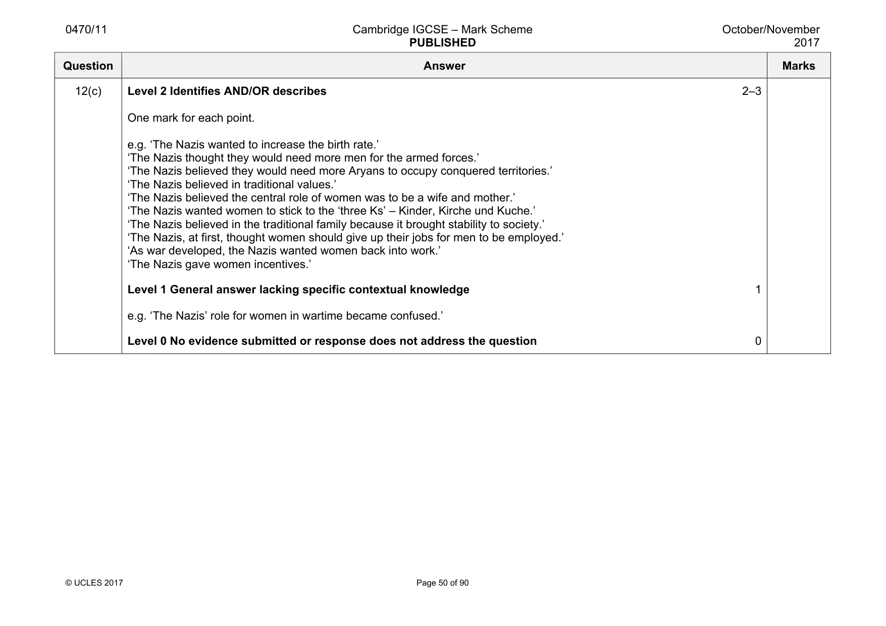 Mark scheme, page 50 of 90