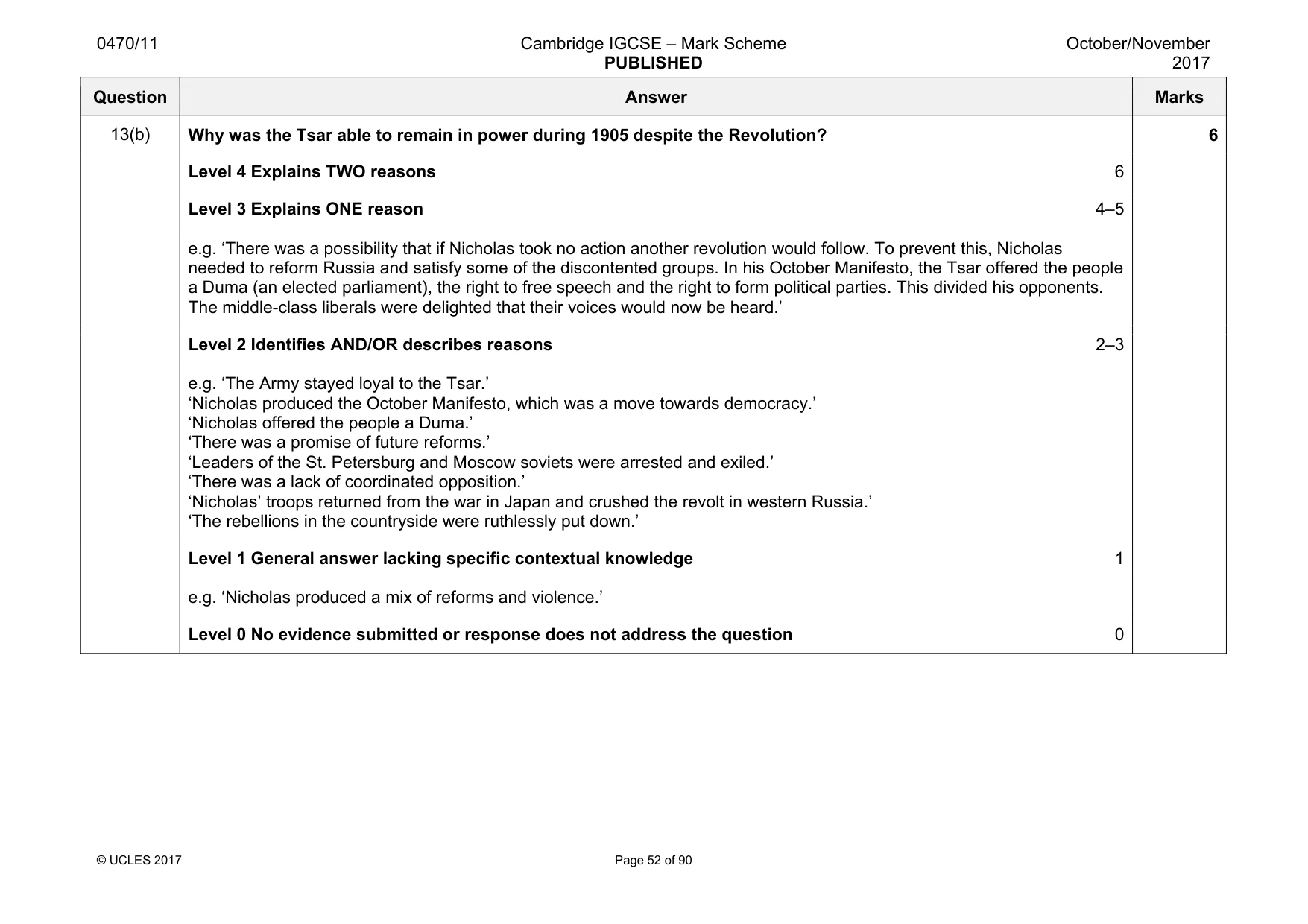 Mark scheme, page 52 of 90