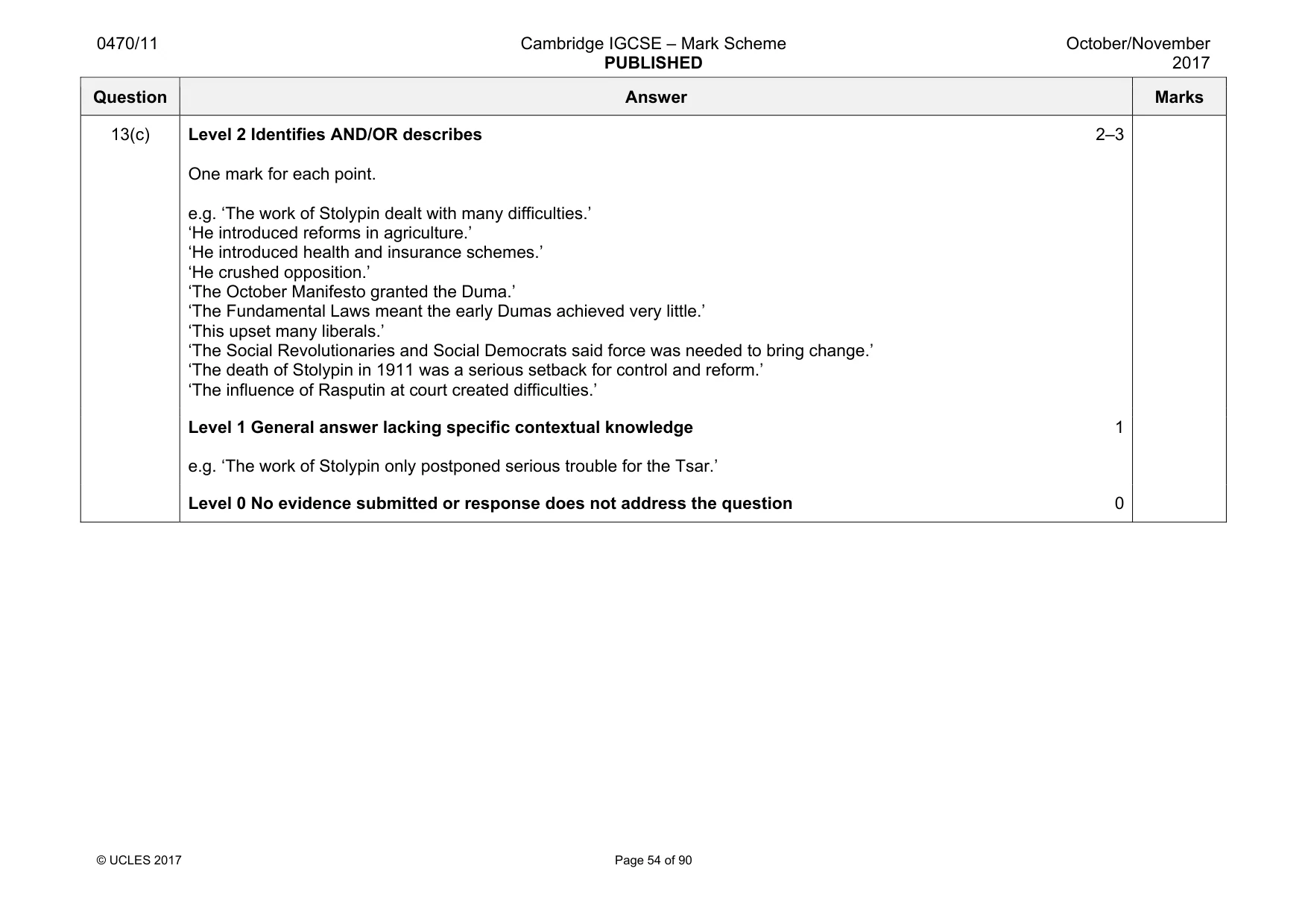Mark scheme, page 54 of 90