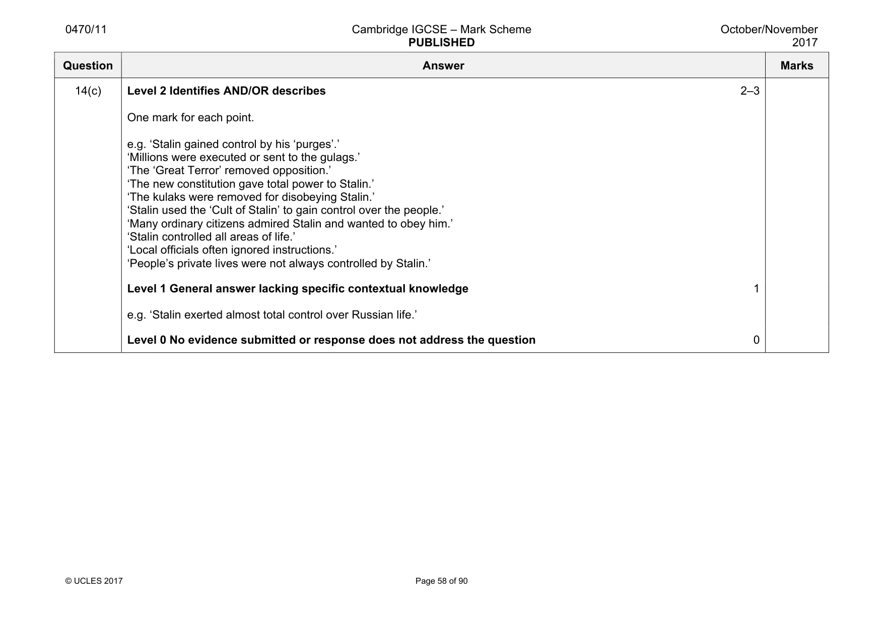 Mark scheme, page 58 of 90
