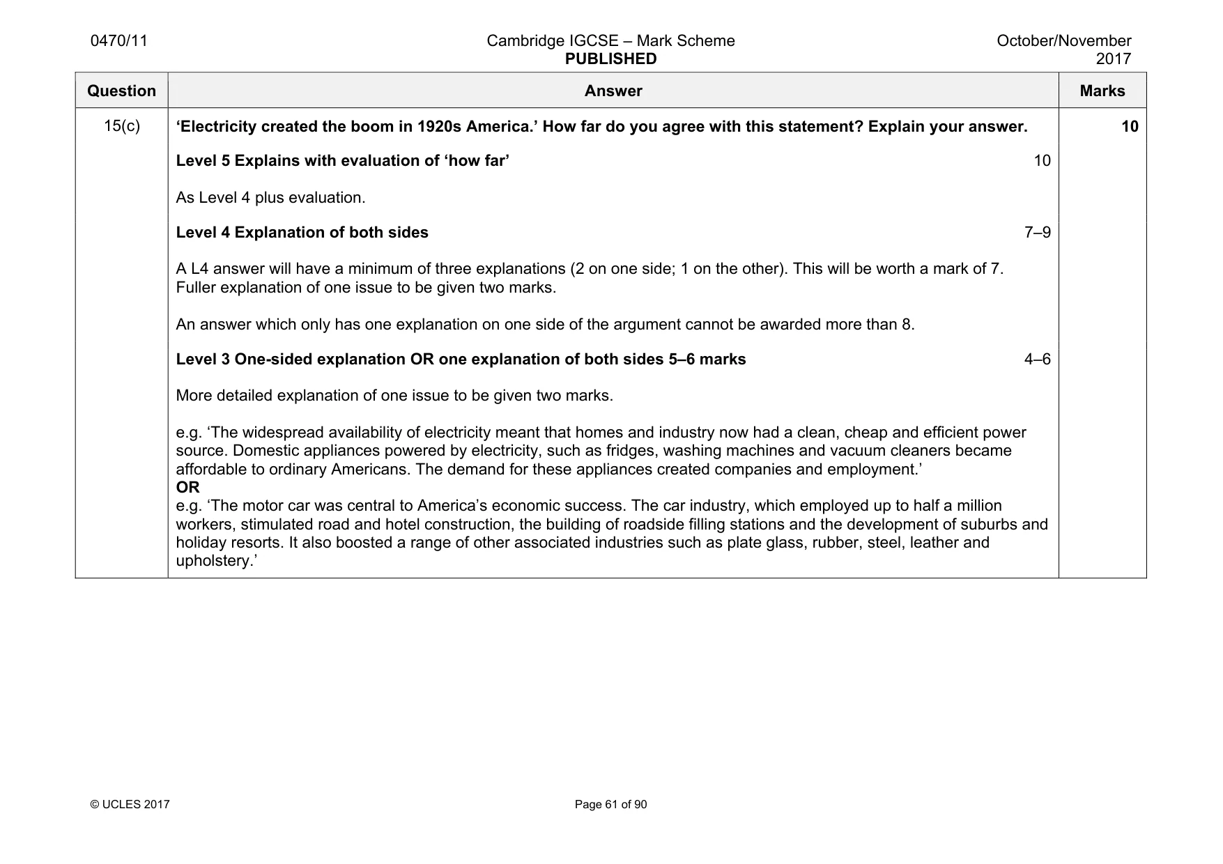 Mark scheme, page 61 of 90