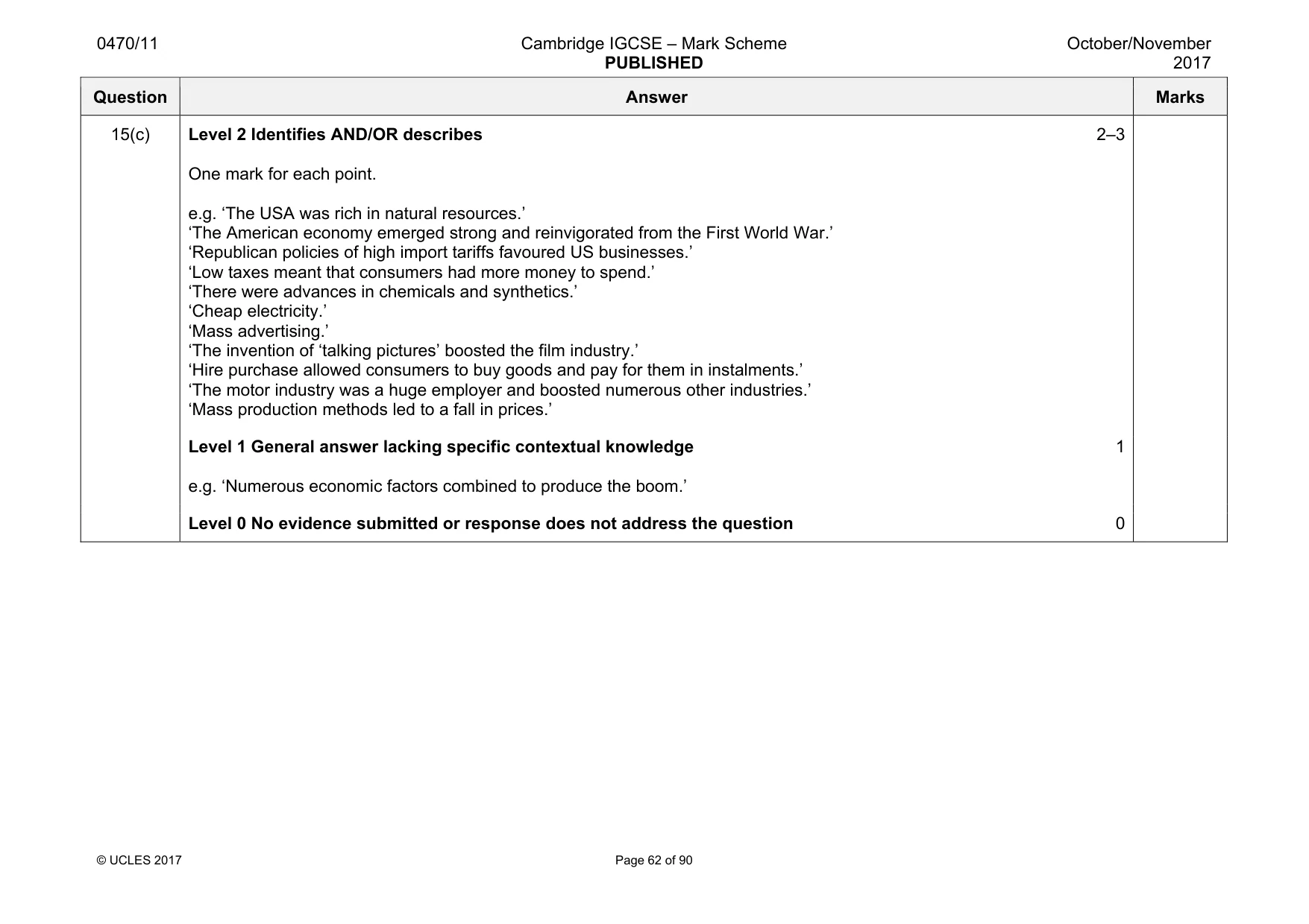 Mark scheme, page 62 of 90