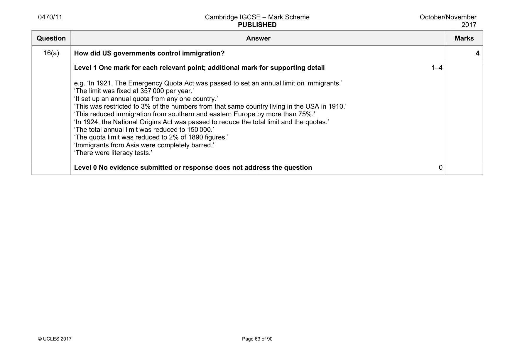 Mark scheme, page 63 of 90