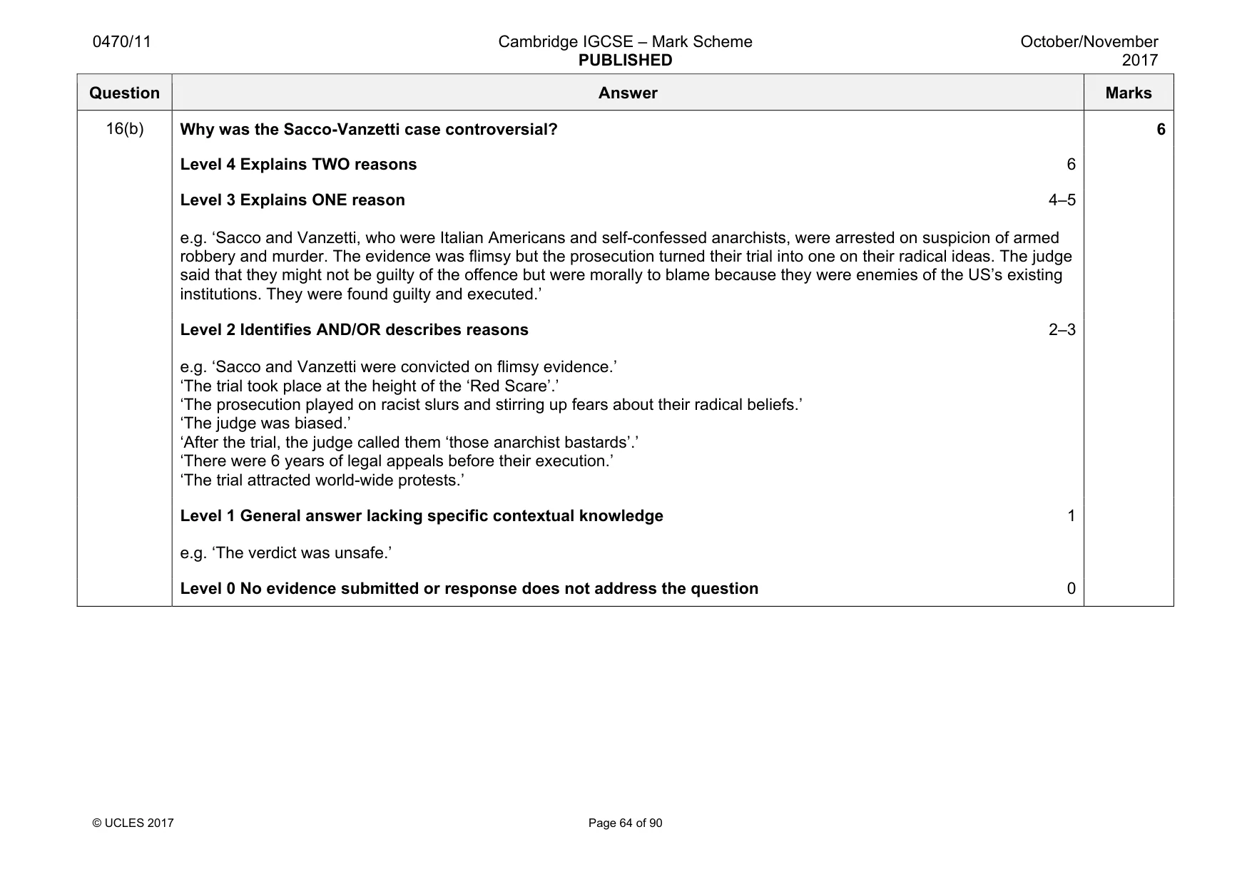 Mark scheme, page 64 of 90