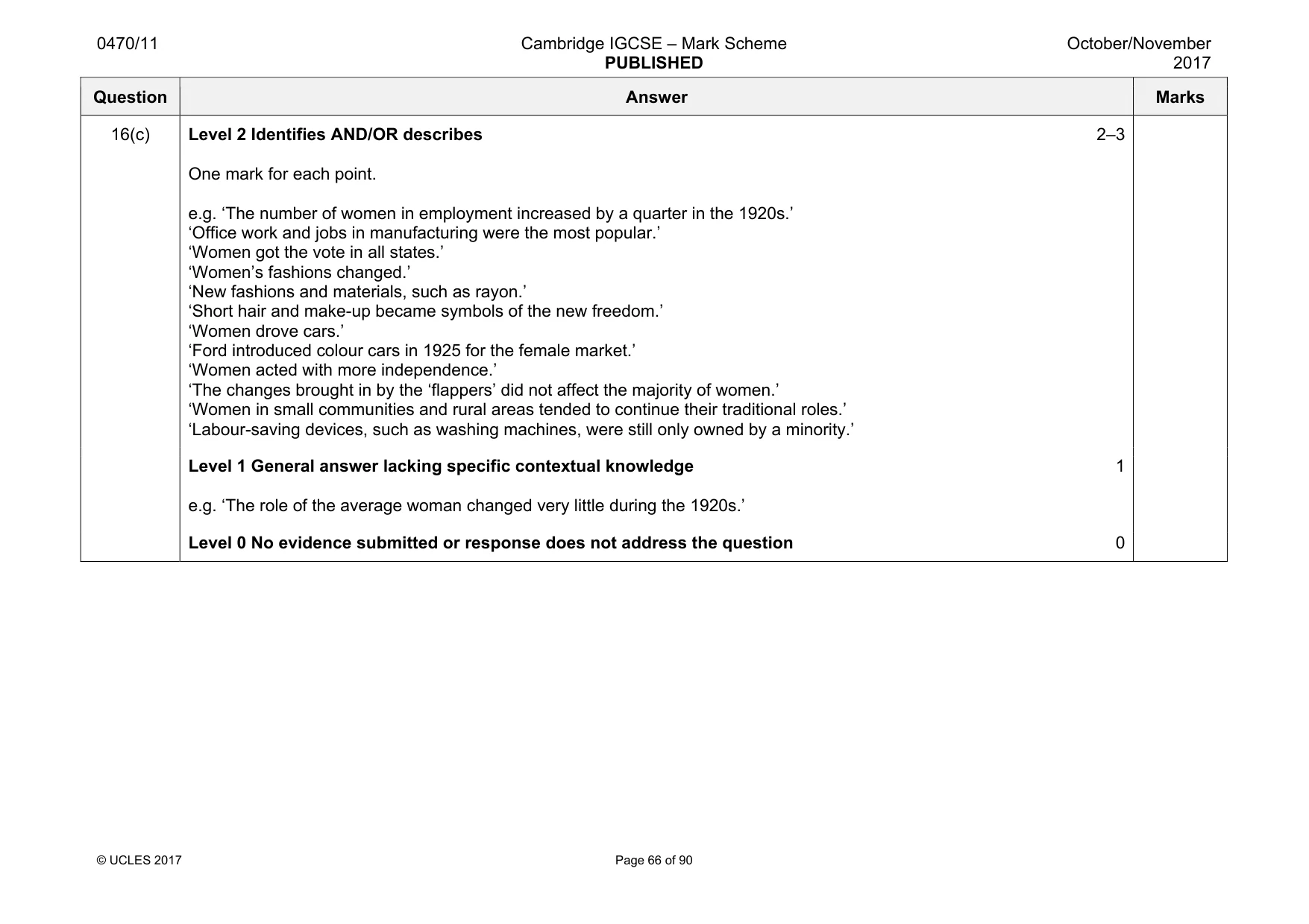 Mark scheme, page 66 of 90