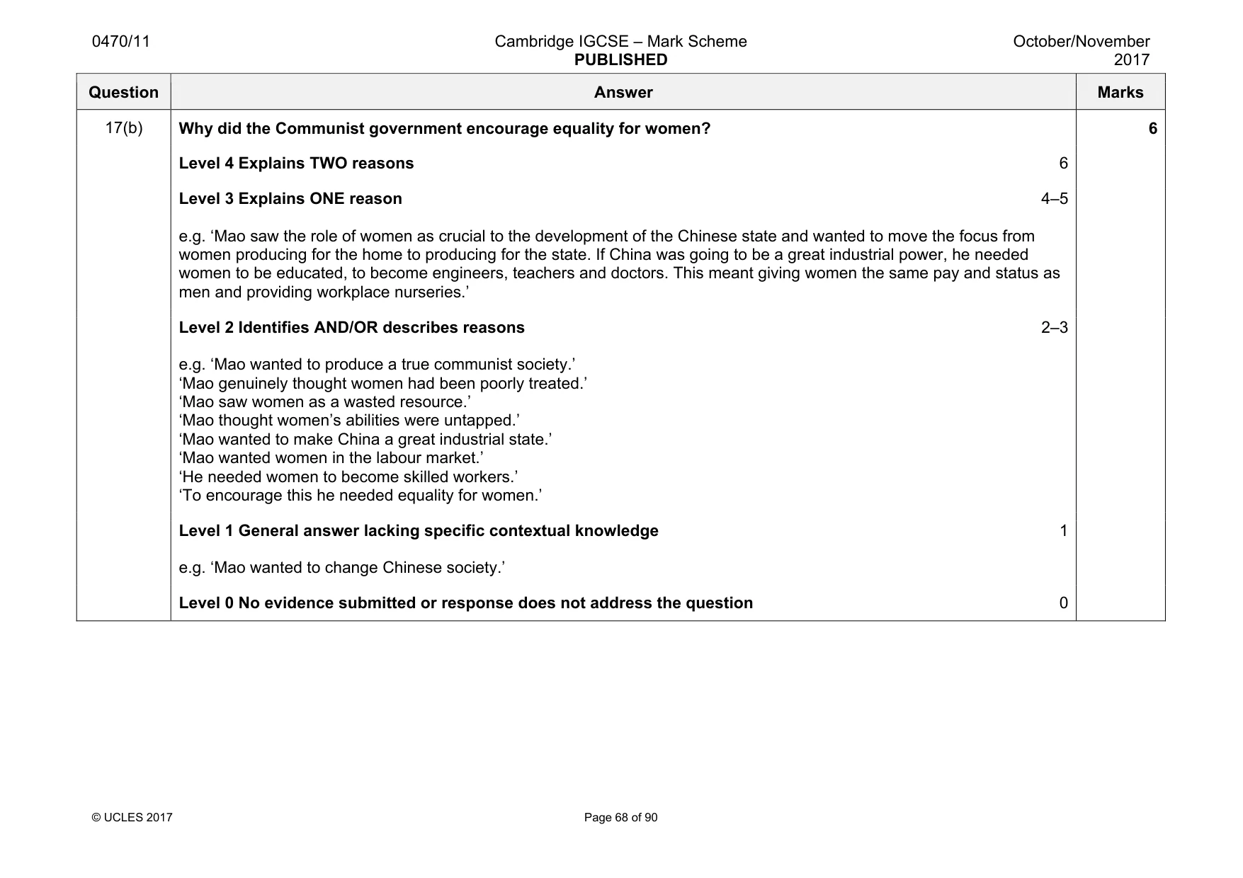 Mark scheme, page 68 of 90
