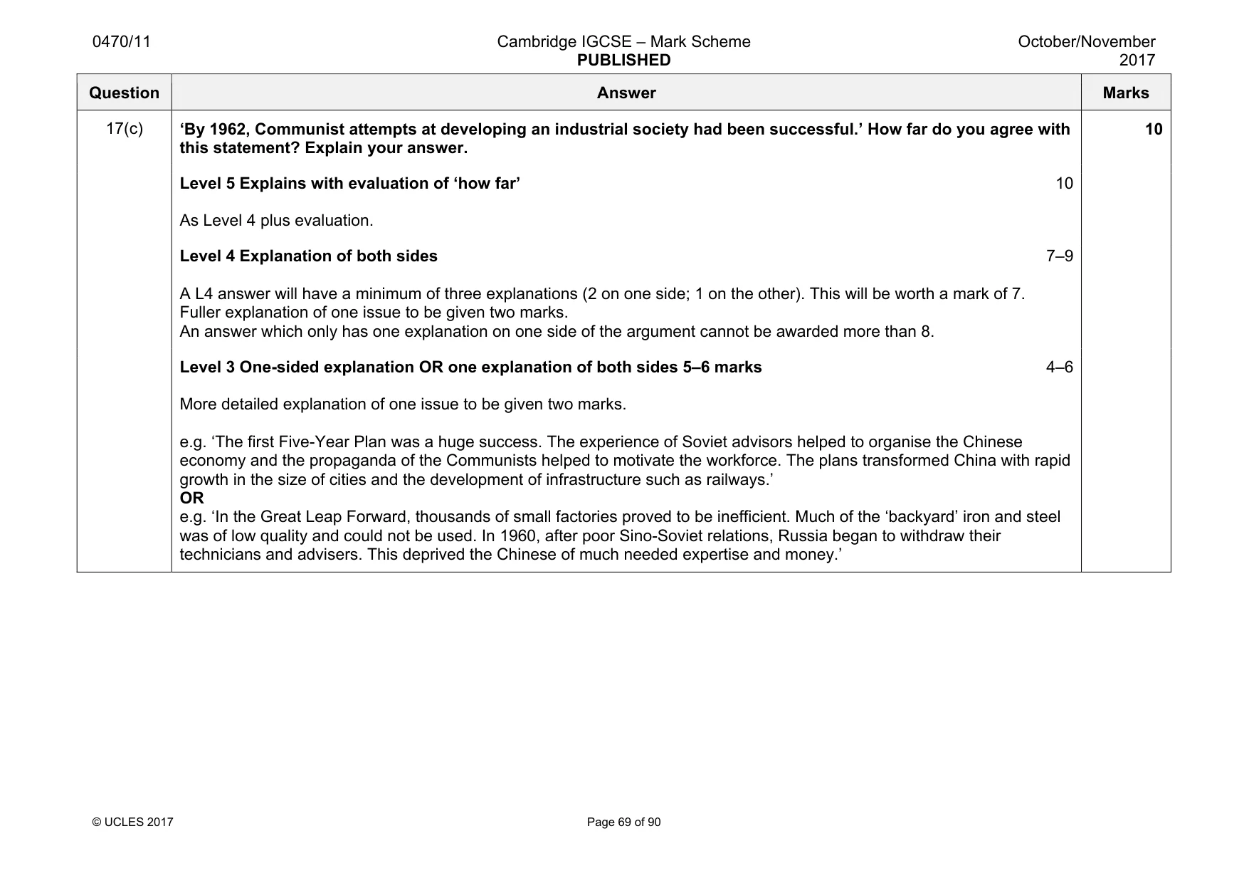 Mark scheme, page 69 of 90