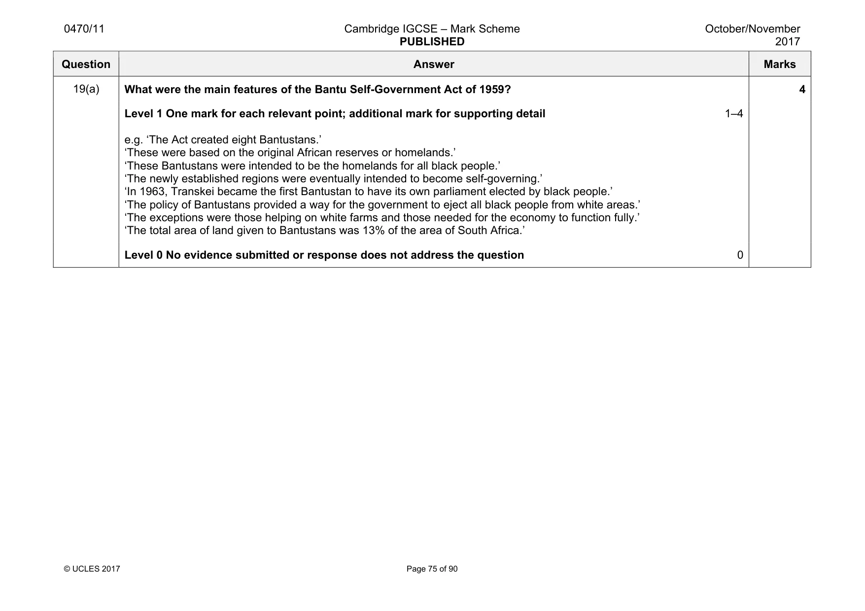 Mark scheme, page 75 of 90
