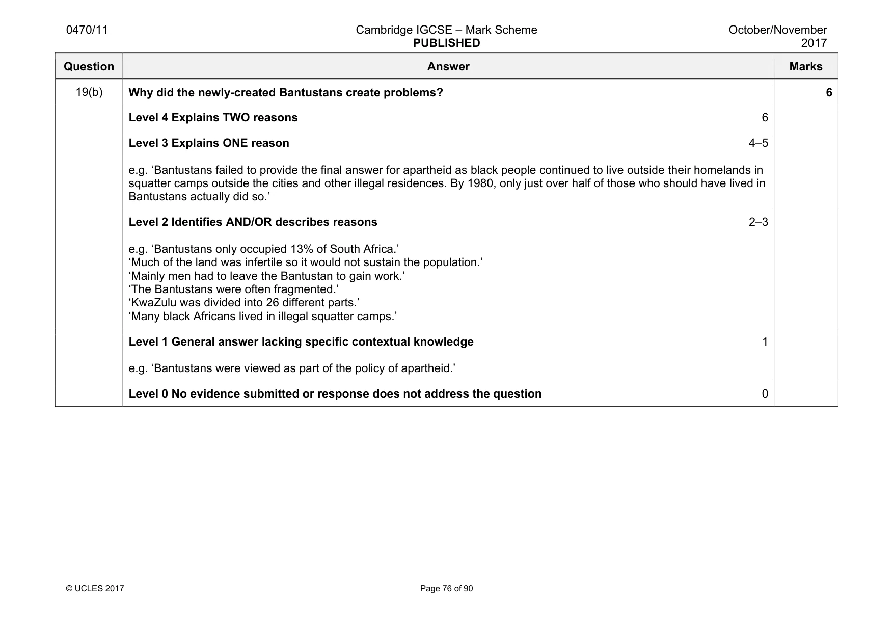 Mark scheme, page 76 of 90
