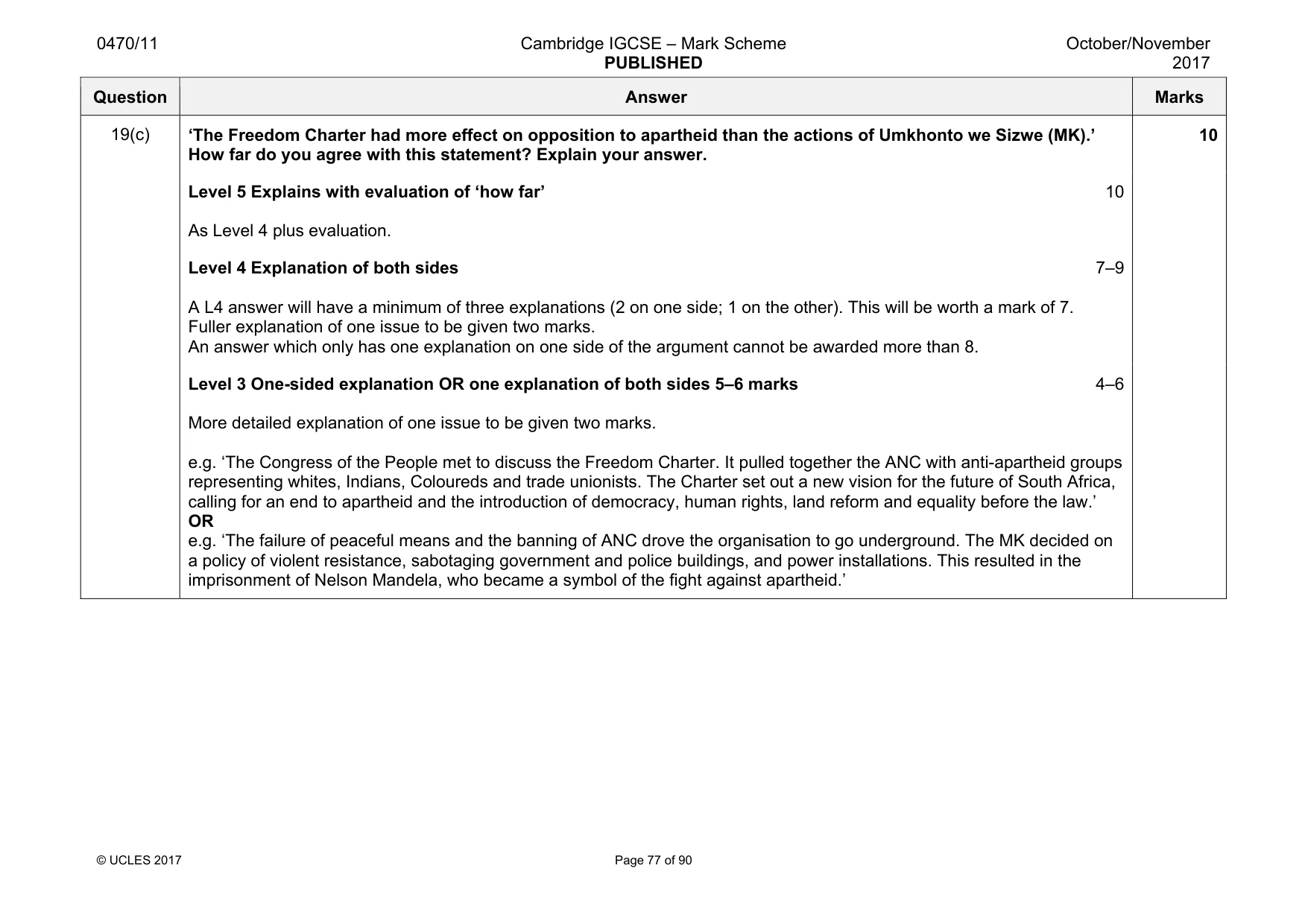 Mark scheme, page 77 of 90