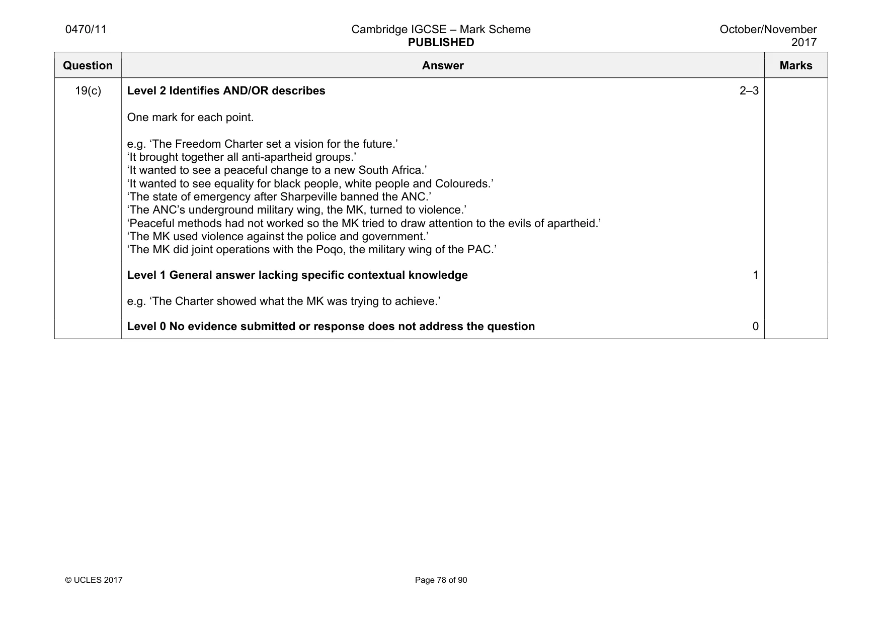 Mark scheme, page 78 of 90