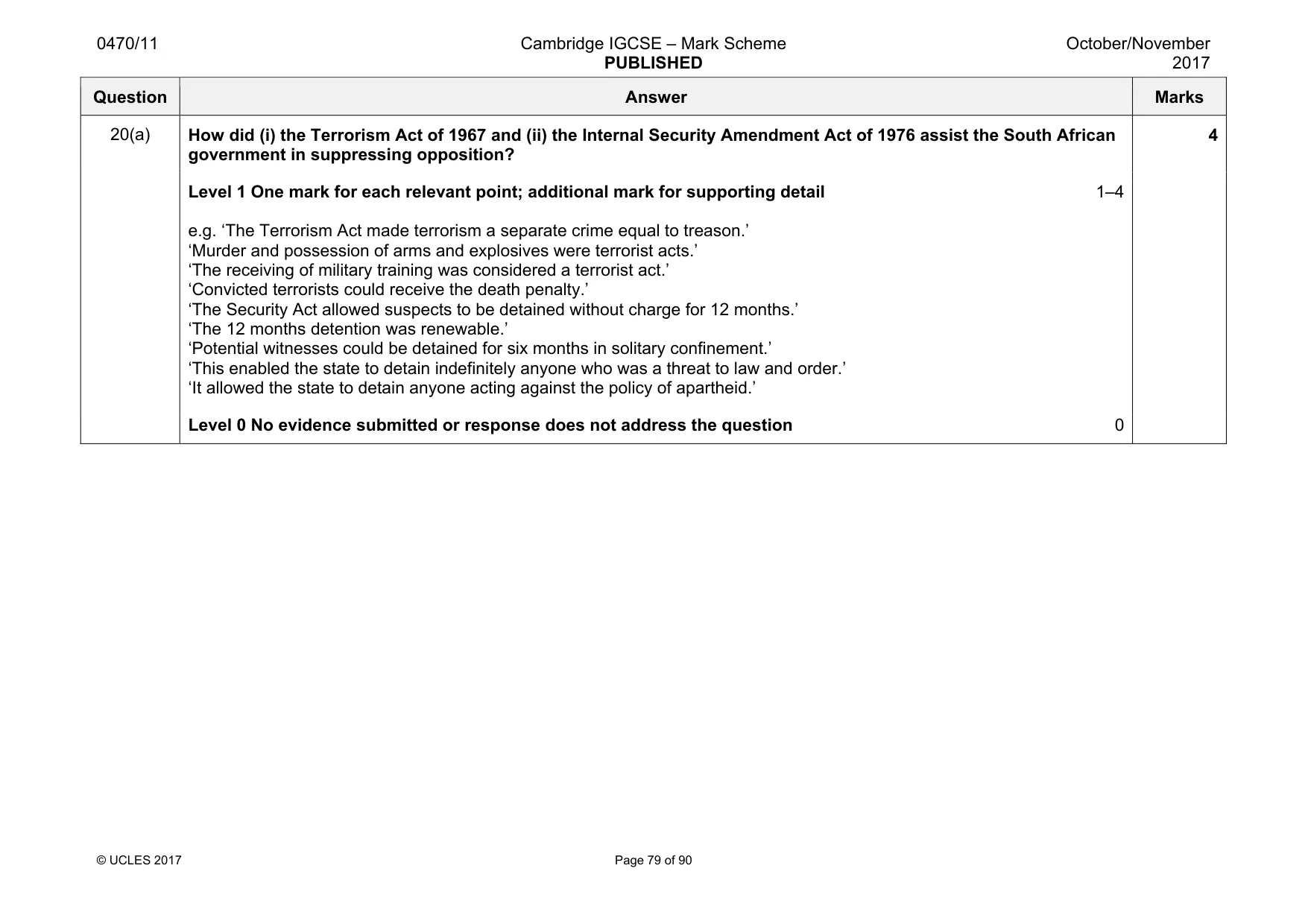Mark scheme, page 79 of 90