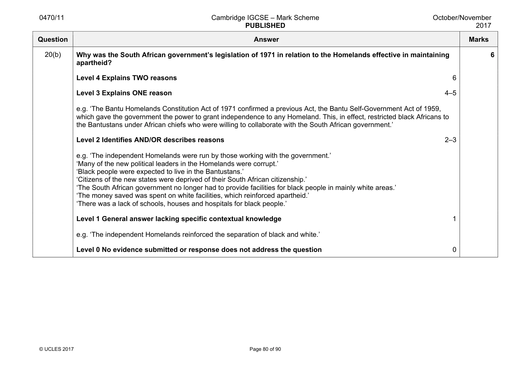 Mark scheme, page 80 of 90