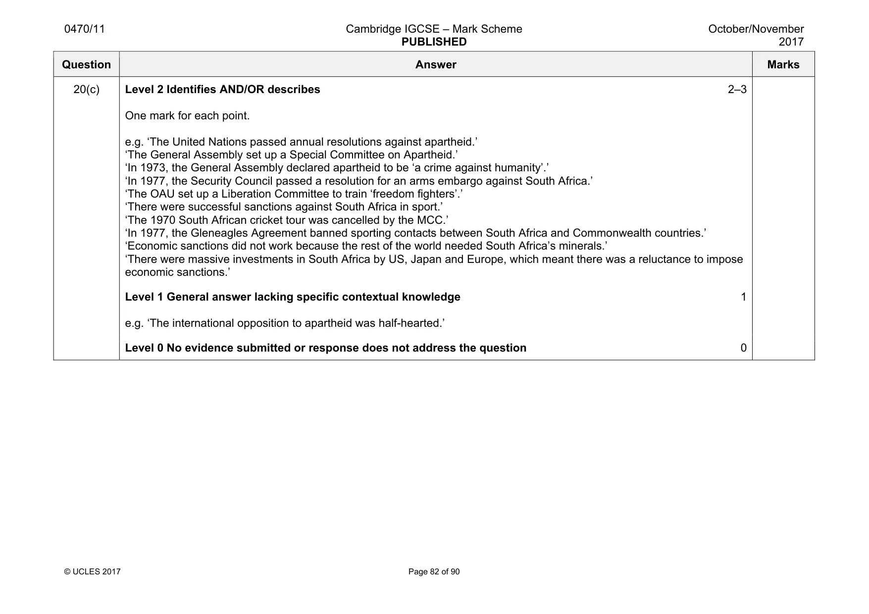 Mark scheme, page 82 of 90