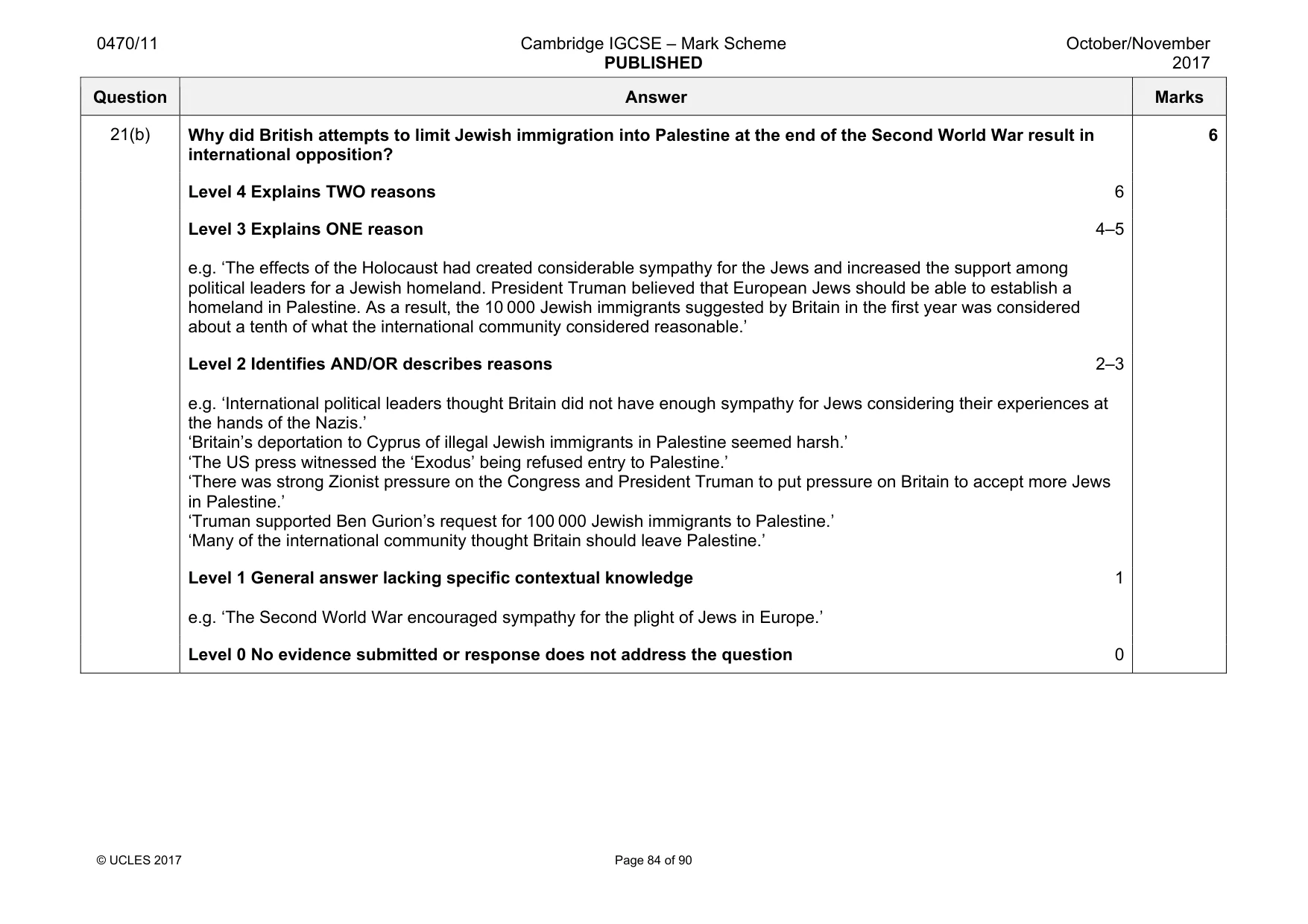 Mark scheme, page 84 of 90