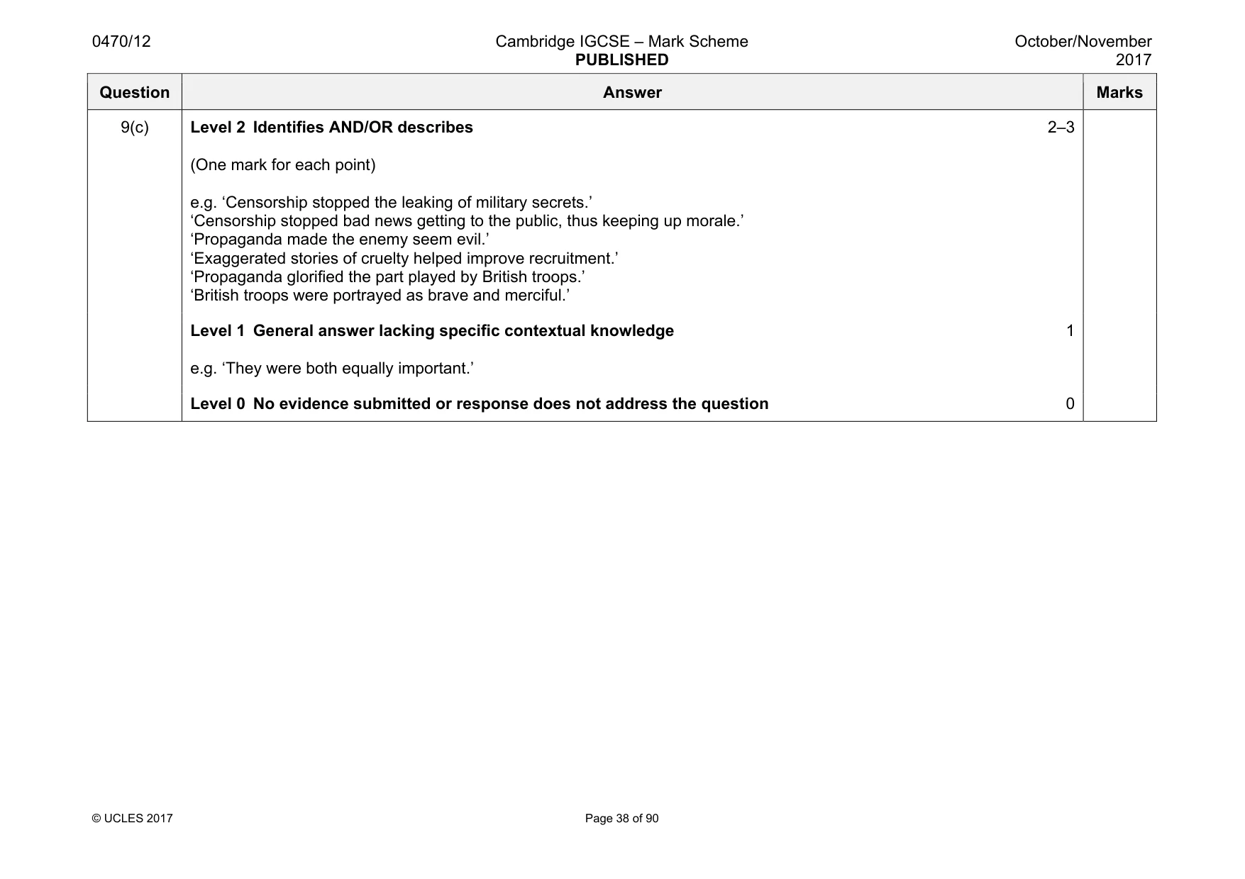 Mark scheme, page 38 of 90