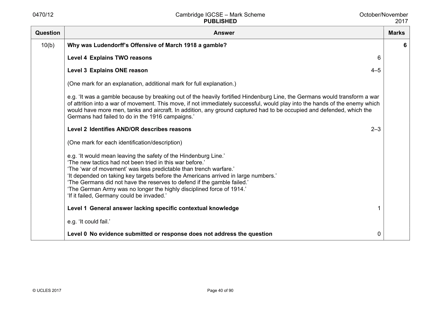 Mark scheme, page 40 of 90