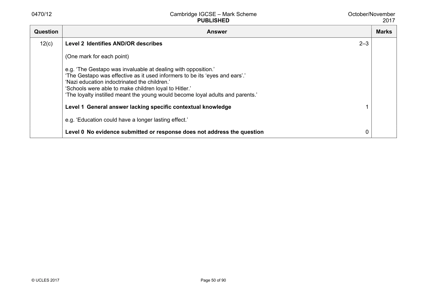 Mark scheme, page 50 of 90