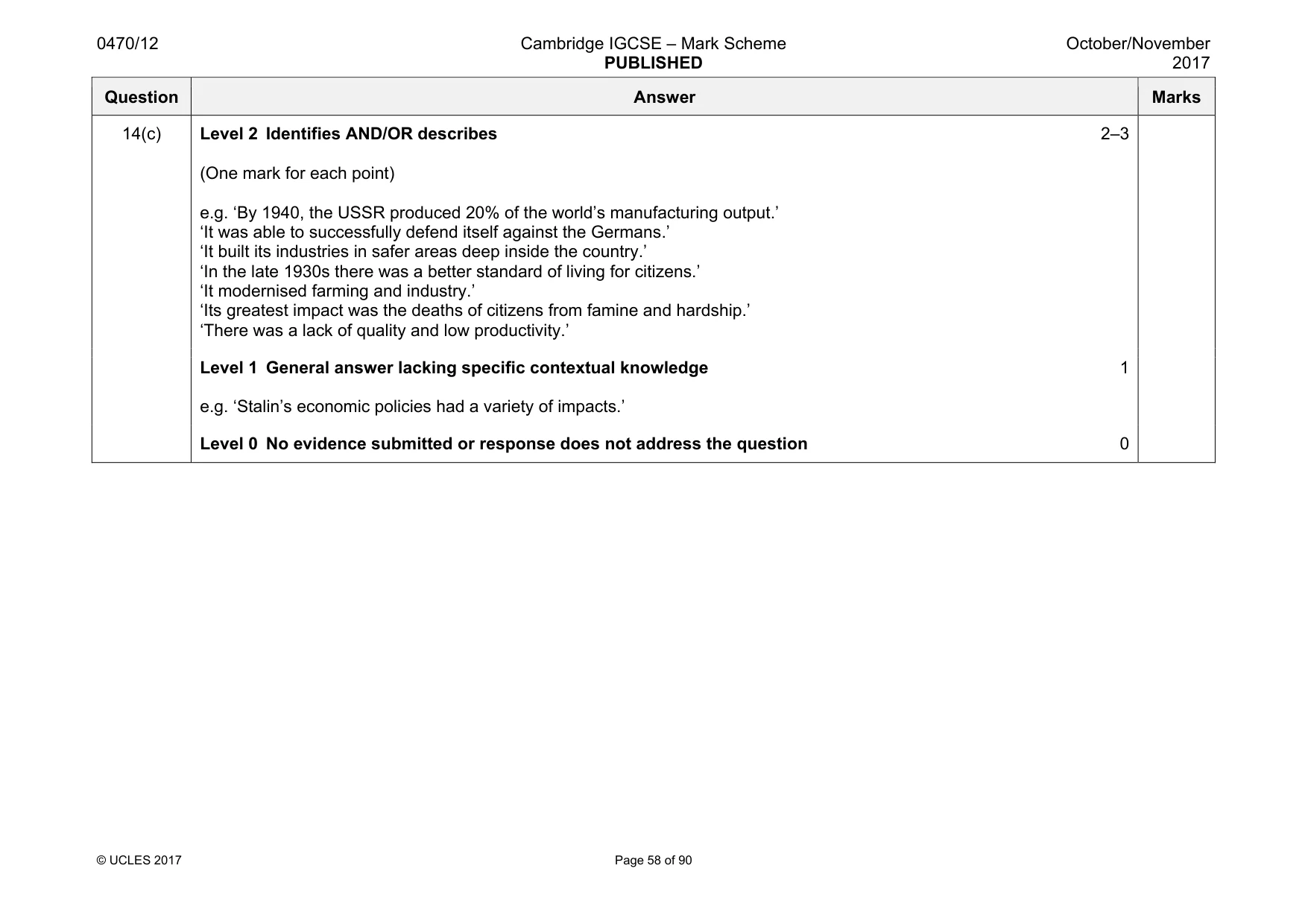 Mark scheme, page 58 of 90