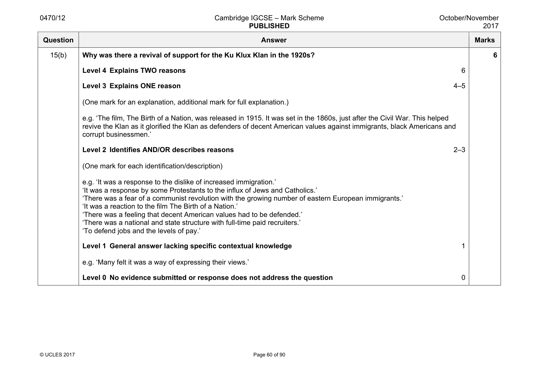 Mark scheme, page 60 of 90