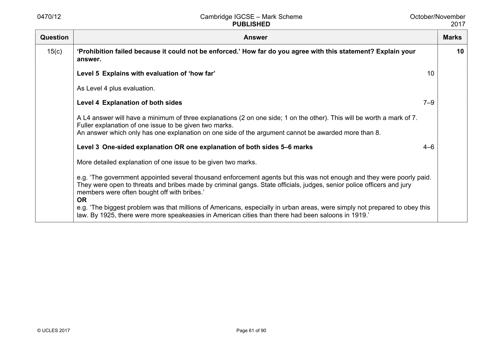 Mark scheme, page 61 of 90