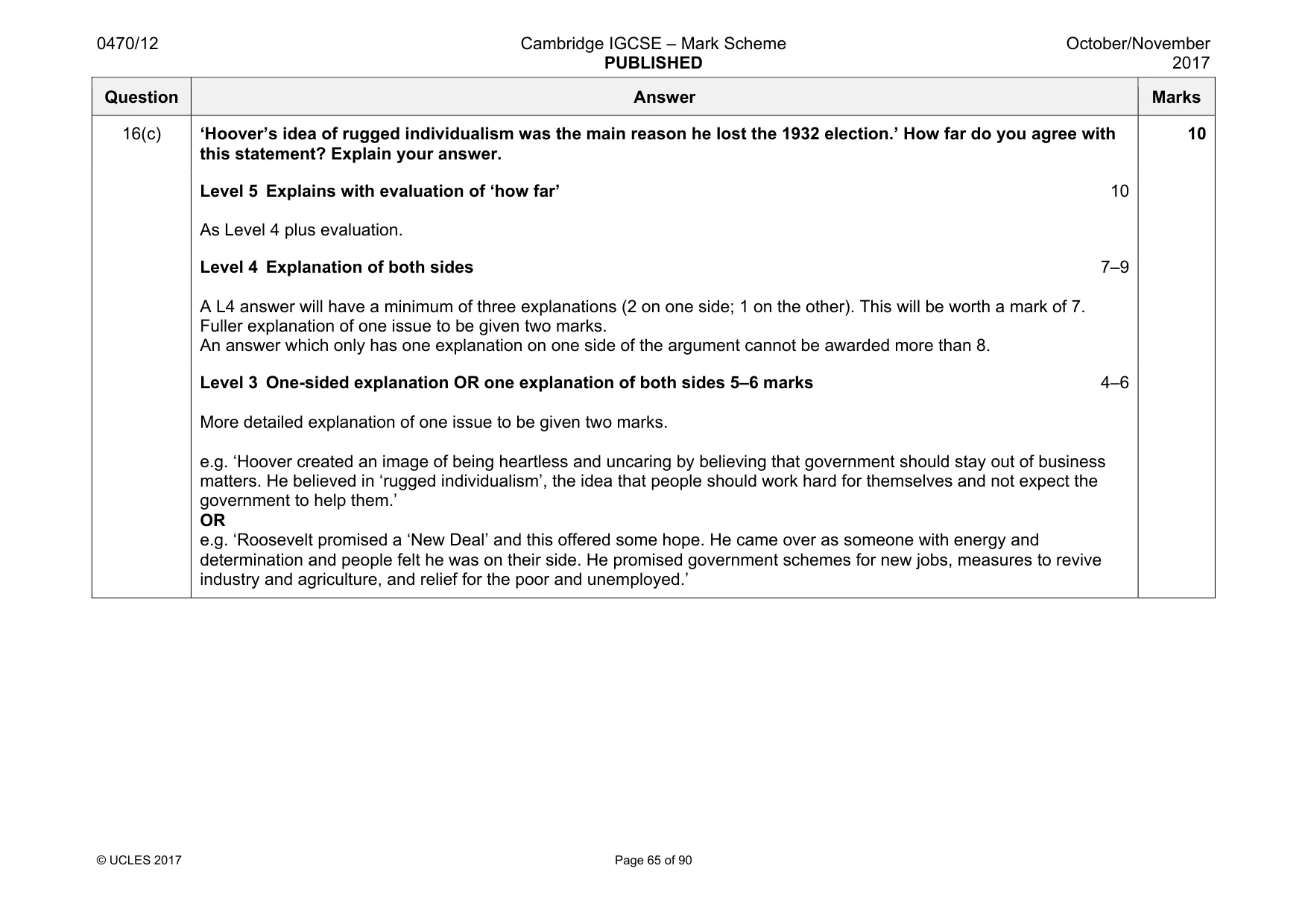 Mark scheme, page 65 of 90