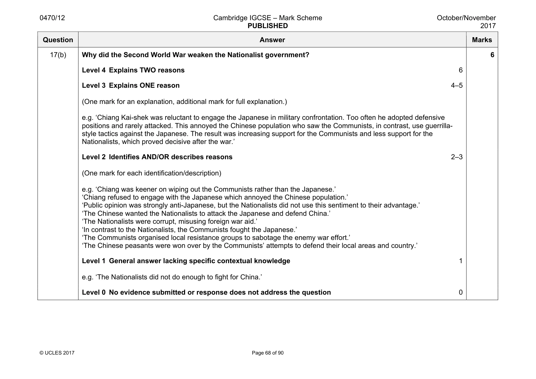 Mark scheme, page 68 of 90