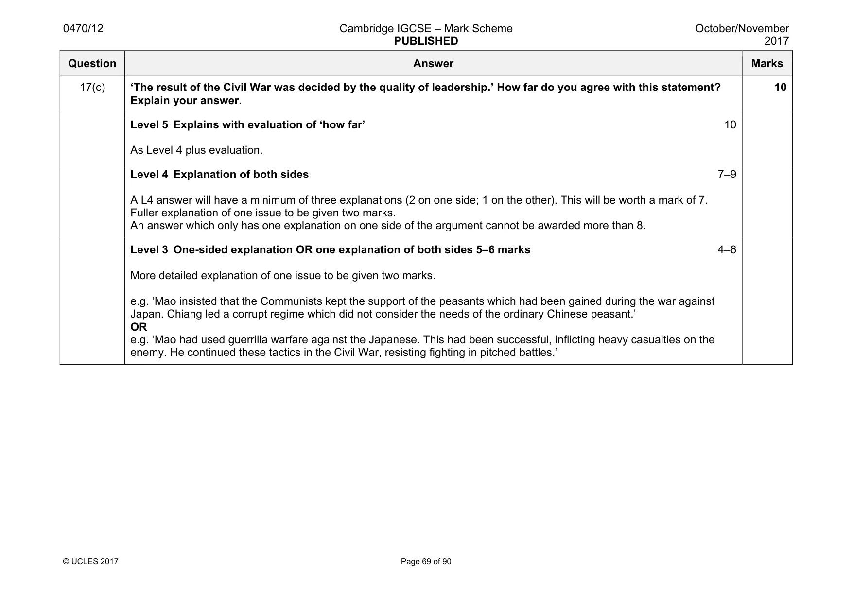 Mark scheme, page 69 of 90